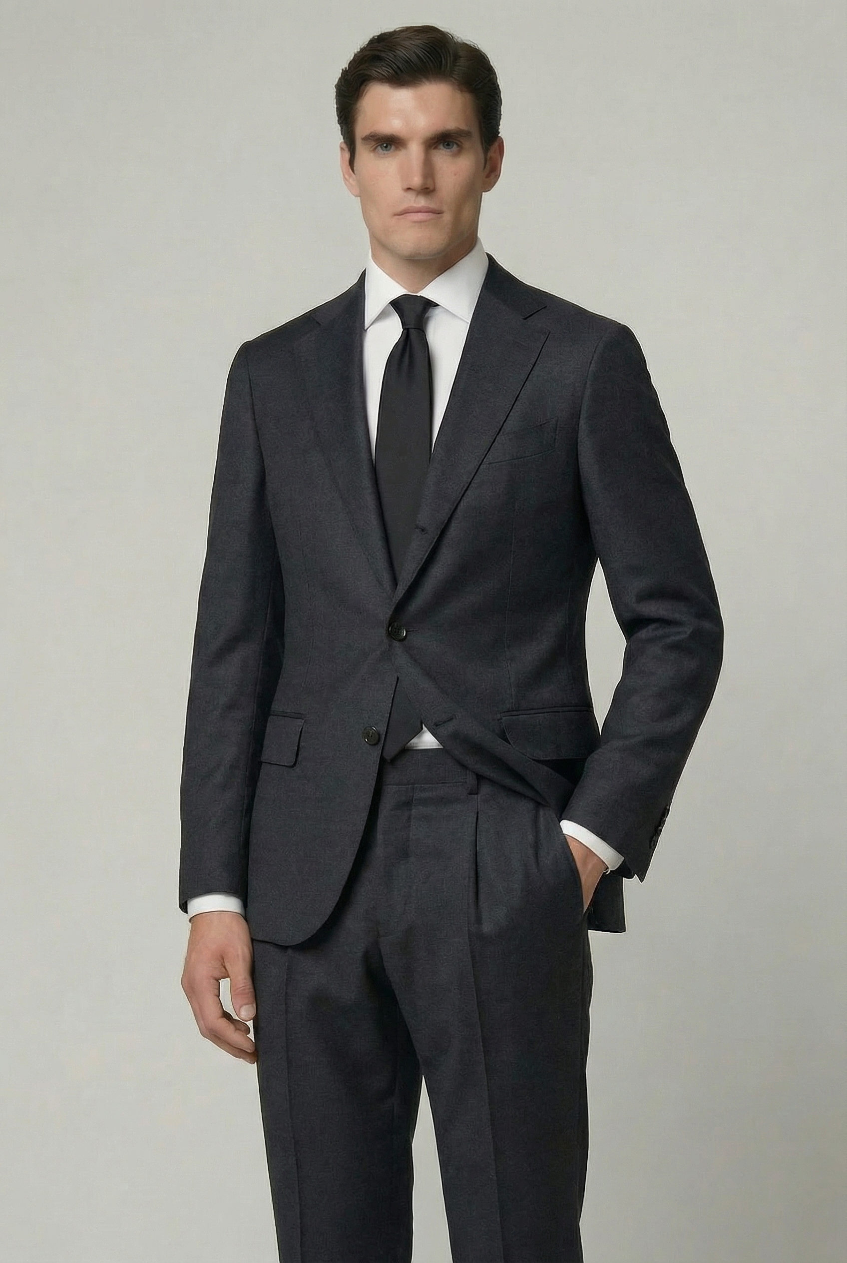 AREZZO Suit – Charcoal Flannel – Loro Piana 100% Virgin Wool