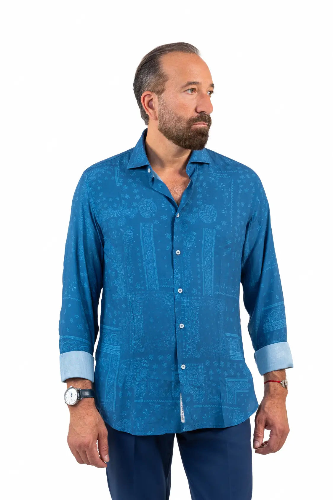 CHEMISE À FLEURS BLEUES