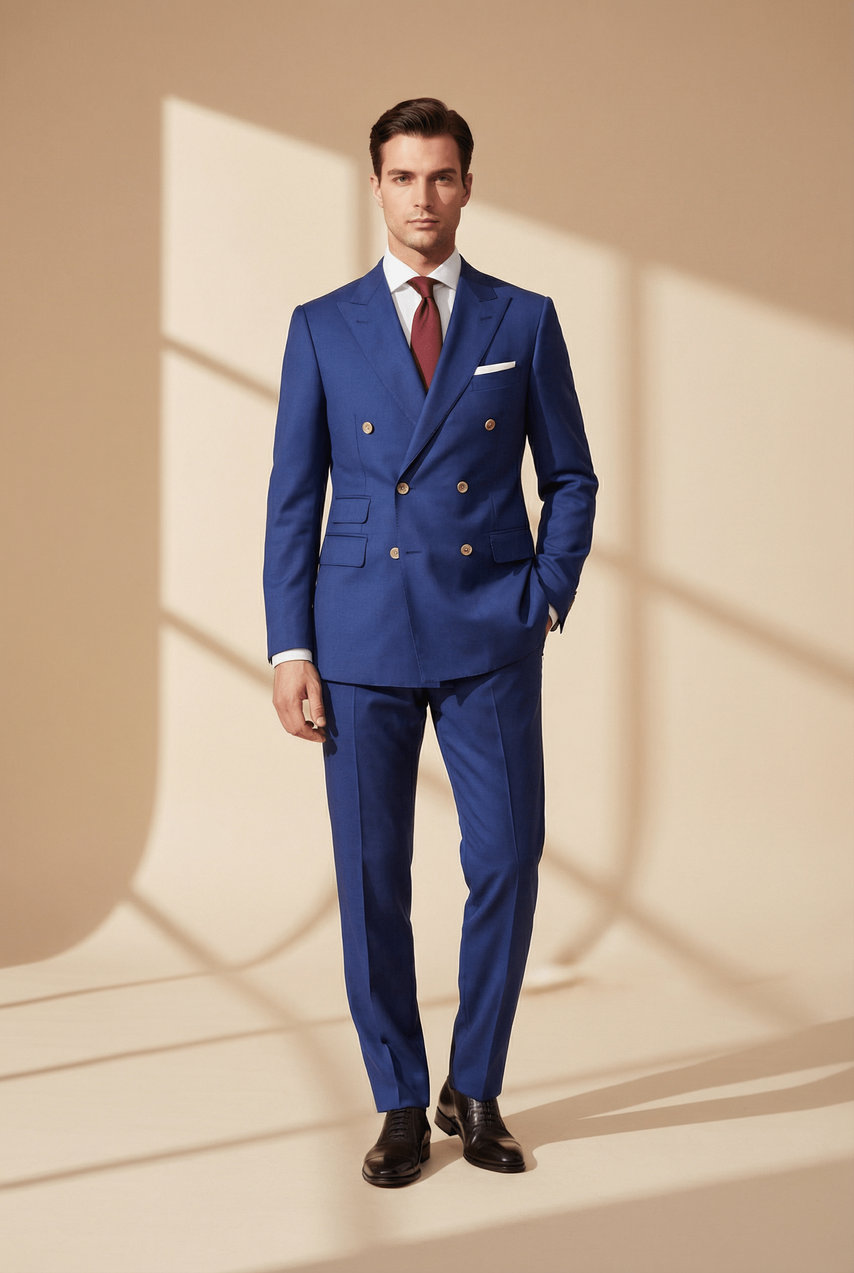 Genova Tailored Double-Breasted Blazer – Royal Blue - Gabriel Collezione