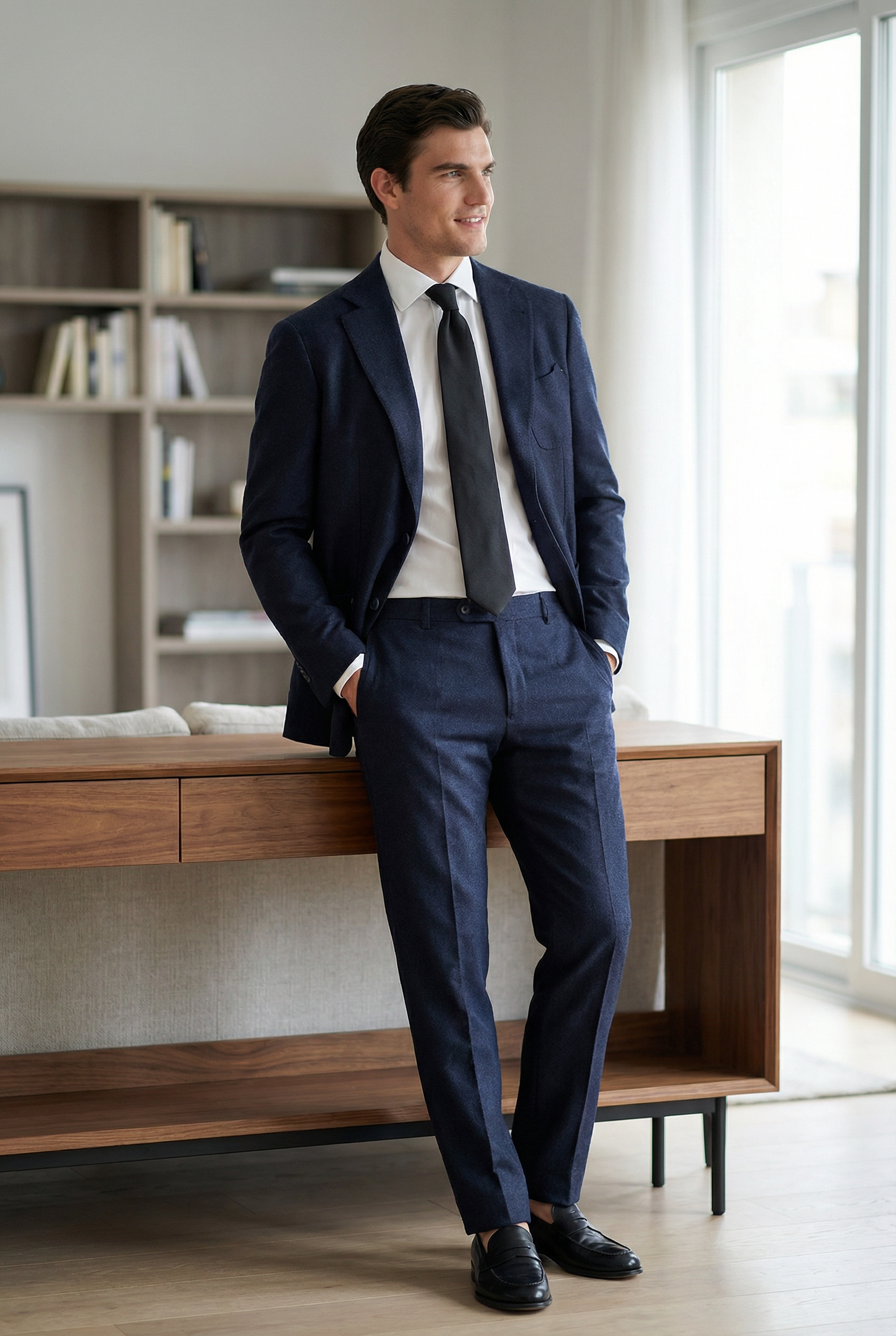 AREZZO Suit – Zignone Fabric – 96% Wool, 4% Cashmere – Navy