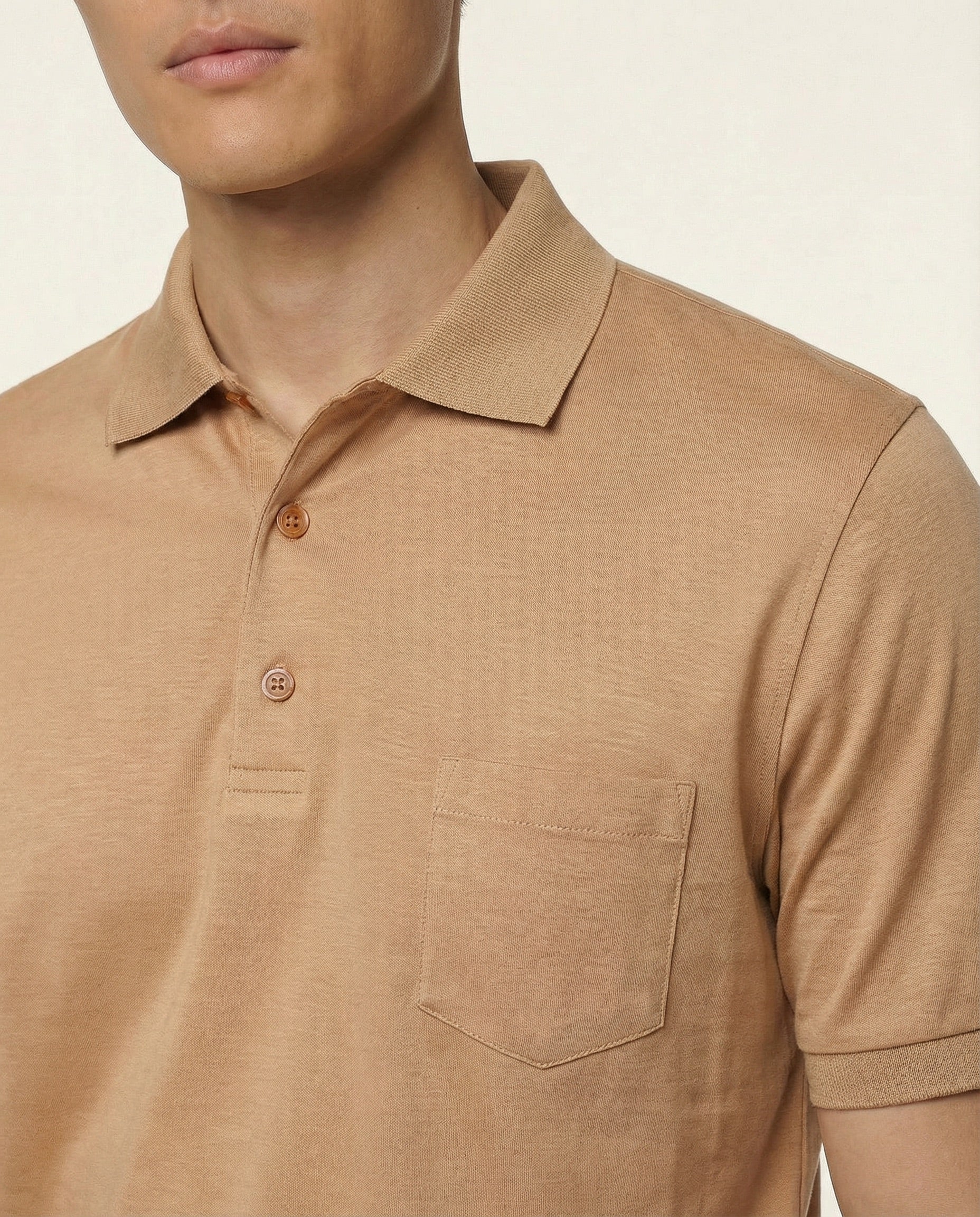 PUGLIA Polo Shirt – Sand – 100% Fil d'Écosse Cotton