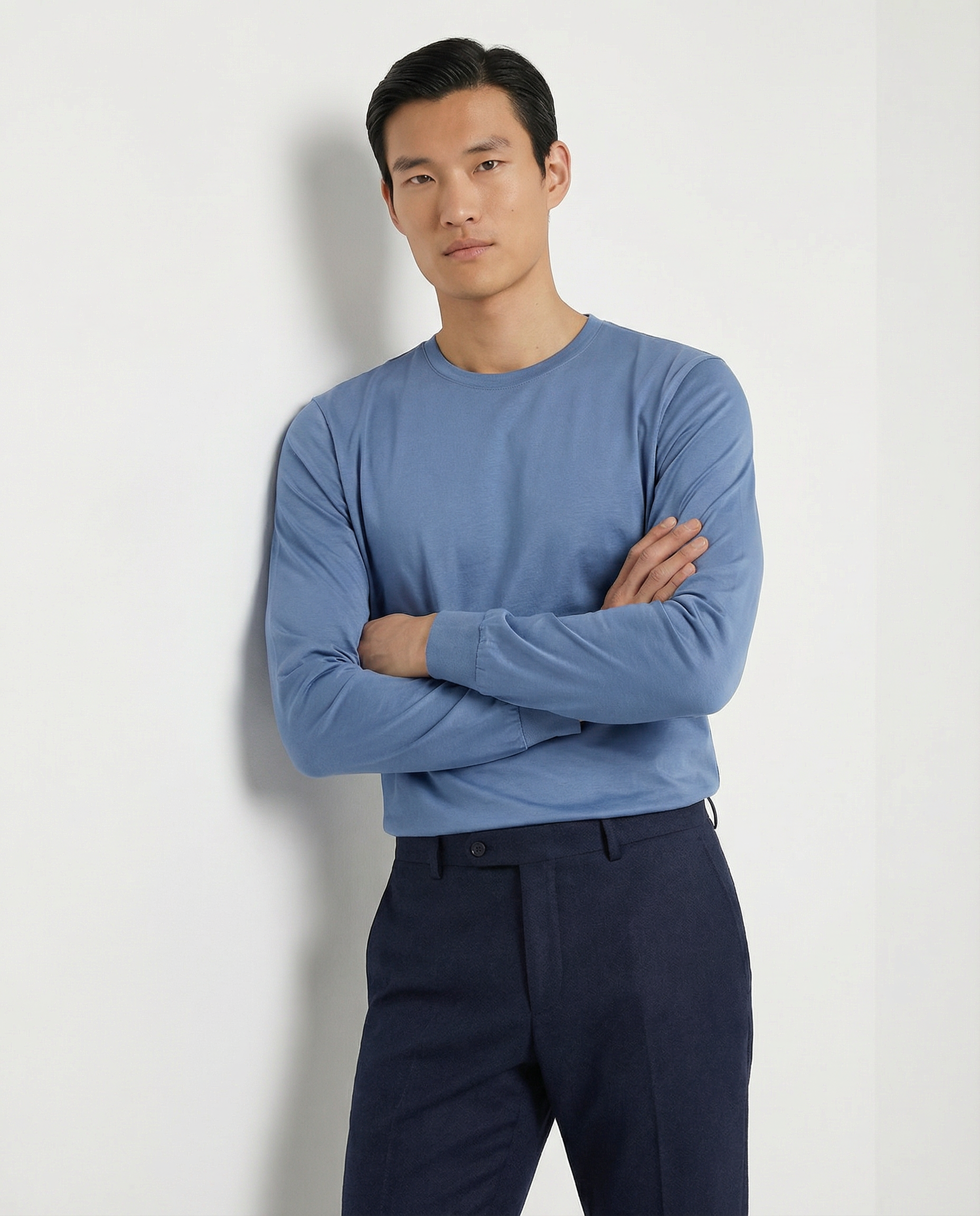 PUGLIA Sweater – 100% Scottish Cotton – Cielo Blue