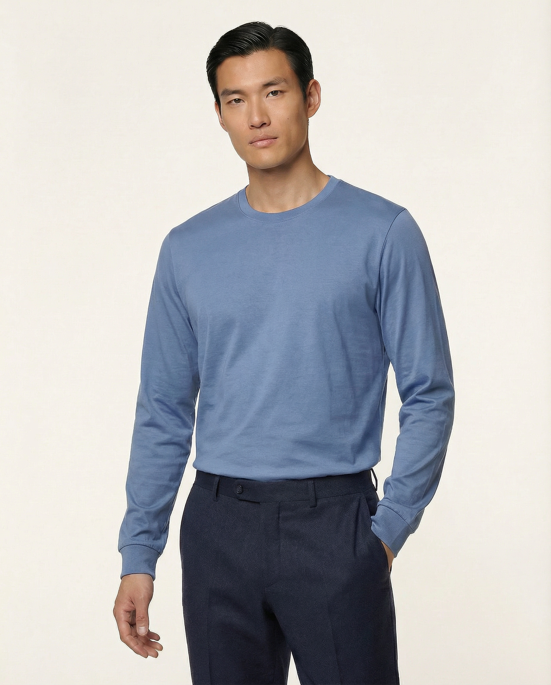 PUGLIA Sweater – 100% Scottish Cotton – Cielo Blue