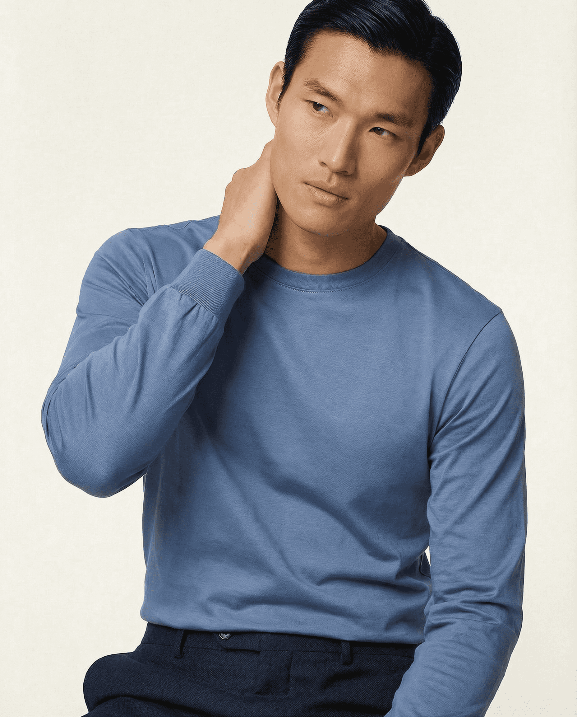 PUGLIA Sweater – 100% Scottish Cotton – Cielo Blue