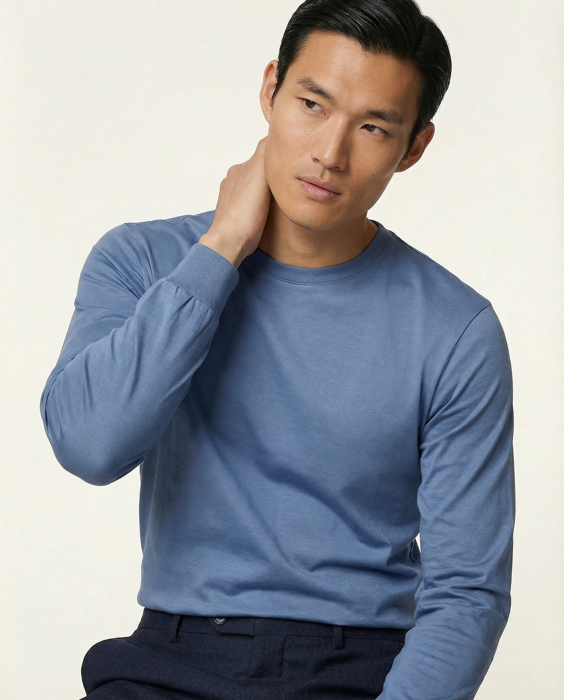 PUGLIA Sweater – 100% Scottish Cotton – Cielo Blue