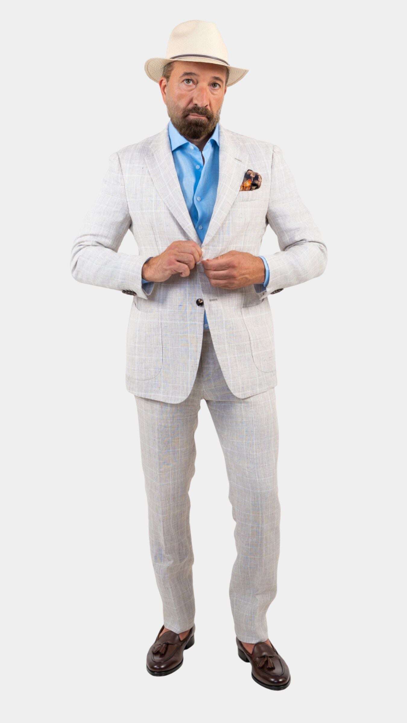 Biella Beige Prince of Wales Suit - Gabriel Collezione