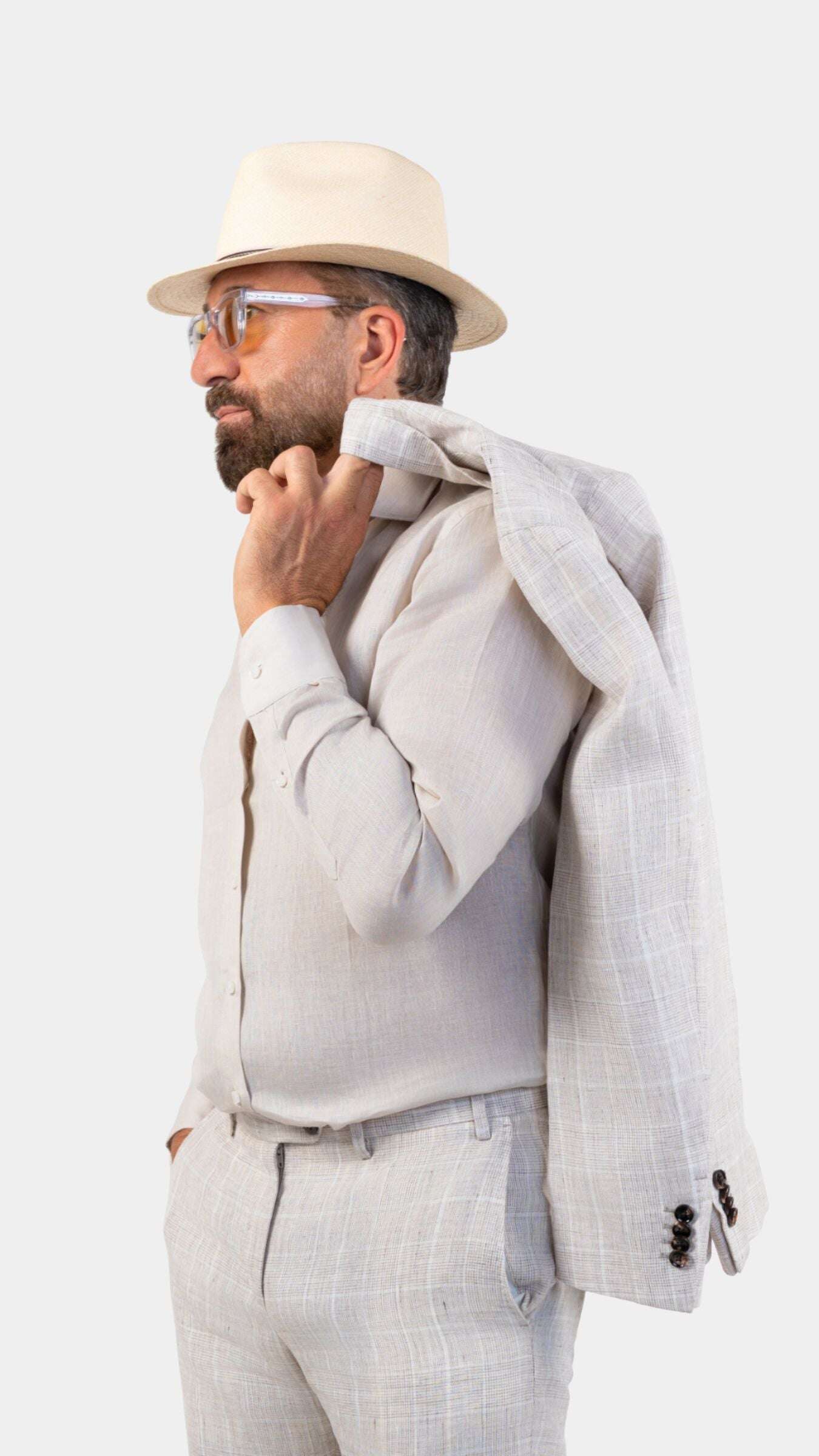 Biella Beige Prince of Wales Suit - Gabriel Collezione