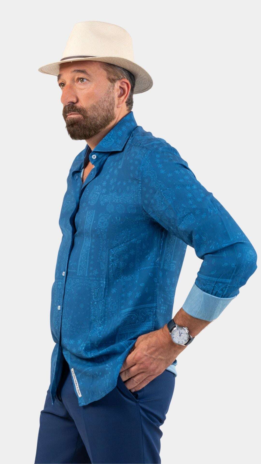 Blue Fower Shirt - Gabriel Collezione