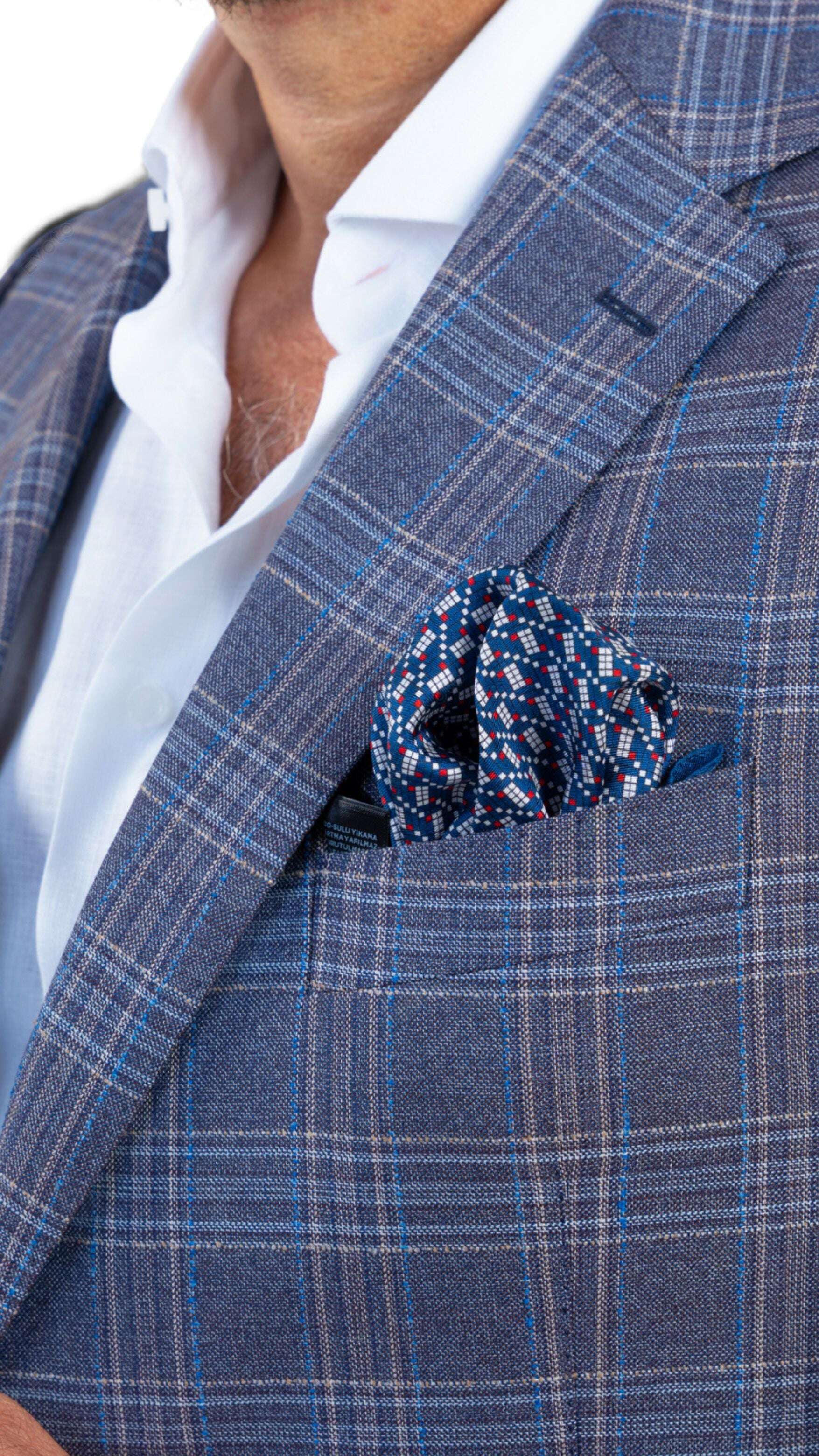 CAPRI BLUE PRINCE OF WALES BLAZER - Gabriel Collezione