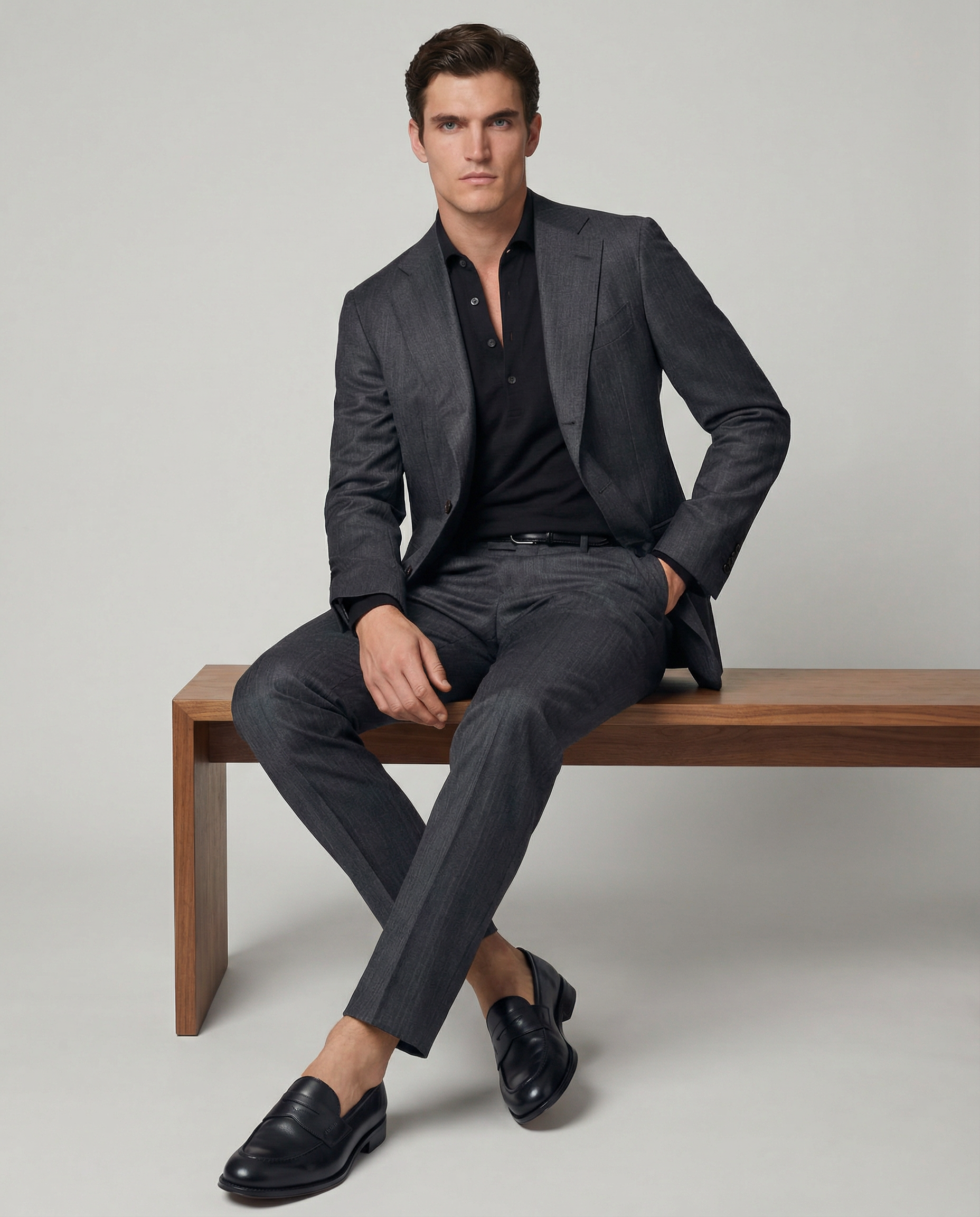 AREZZO Suit – Vitale Barberis Canonico – Grey Chevron – 100% Virgin Wool