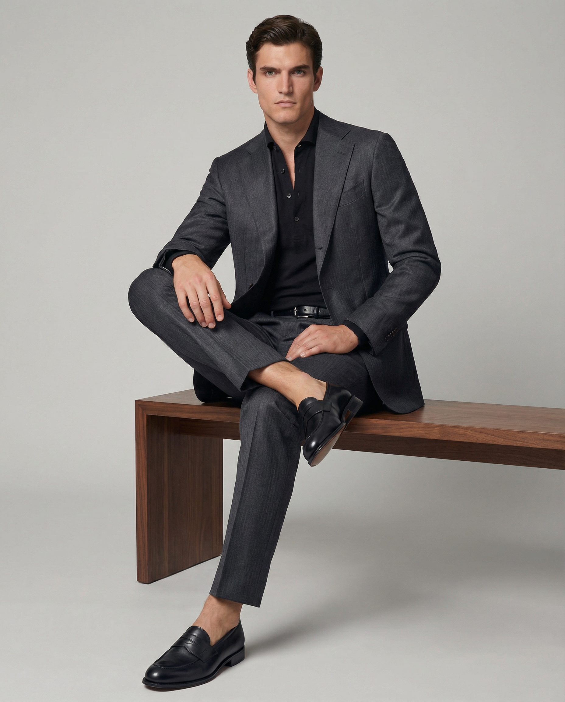 AREZZO Suit – Vitale Barberis Canonico – Grey Chevron – 100% Virgin Wool