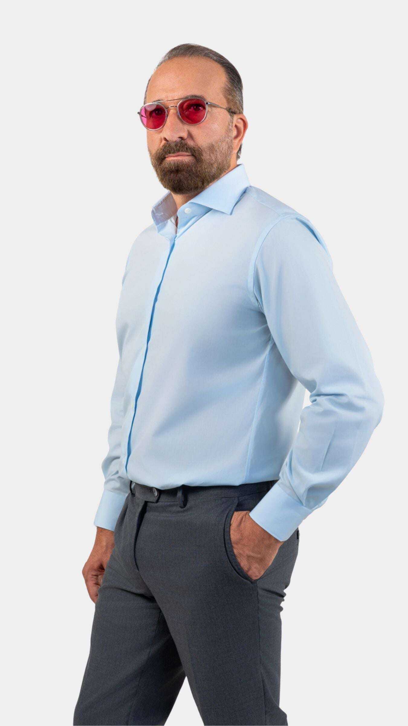 Cordone x Gabriel Sky-Blue Poplin Shirt - Gabriel Collezione