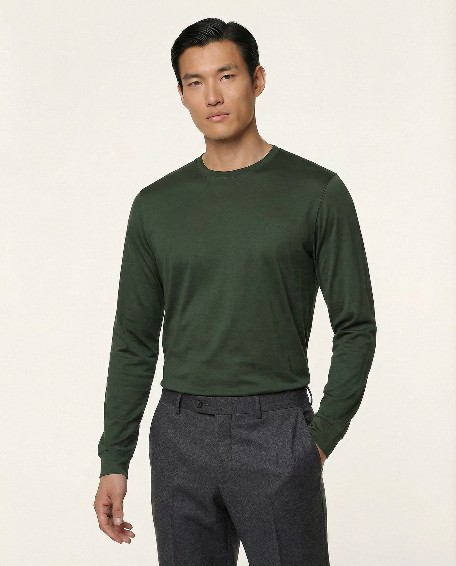 PUGLIA Sweater – 100% Scottish Cotton – Edera Green