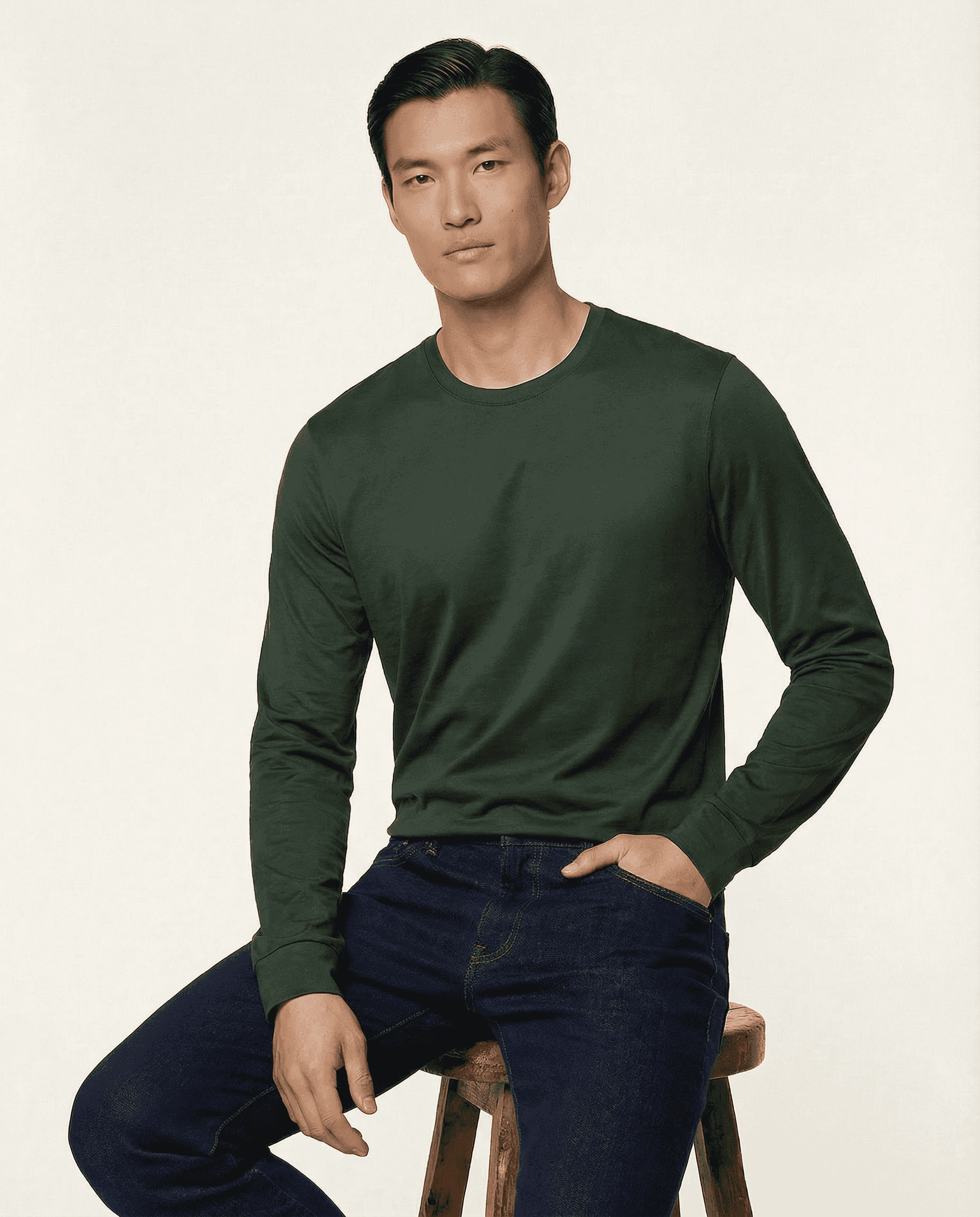 PUGLIA Sweater – 100% Scottish Cotton – Edera Green