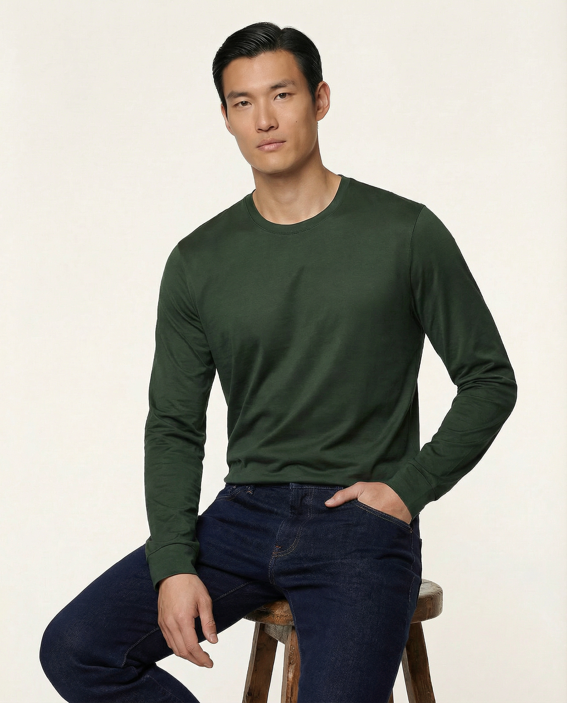 PUGLIA Sweater – 100% Scottish Cotton – Edera Green