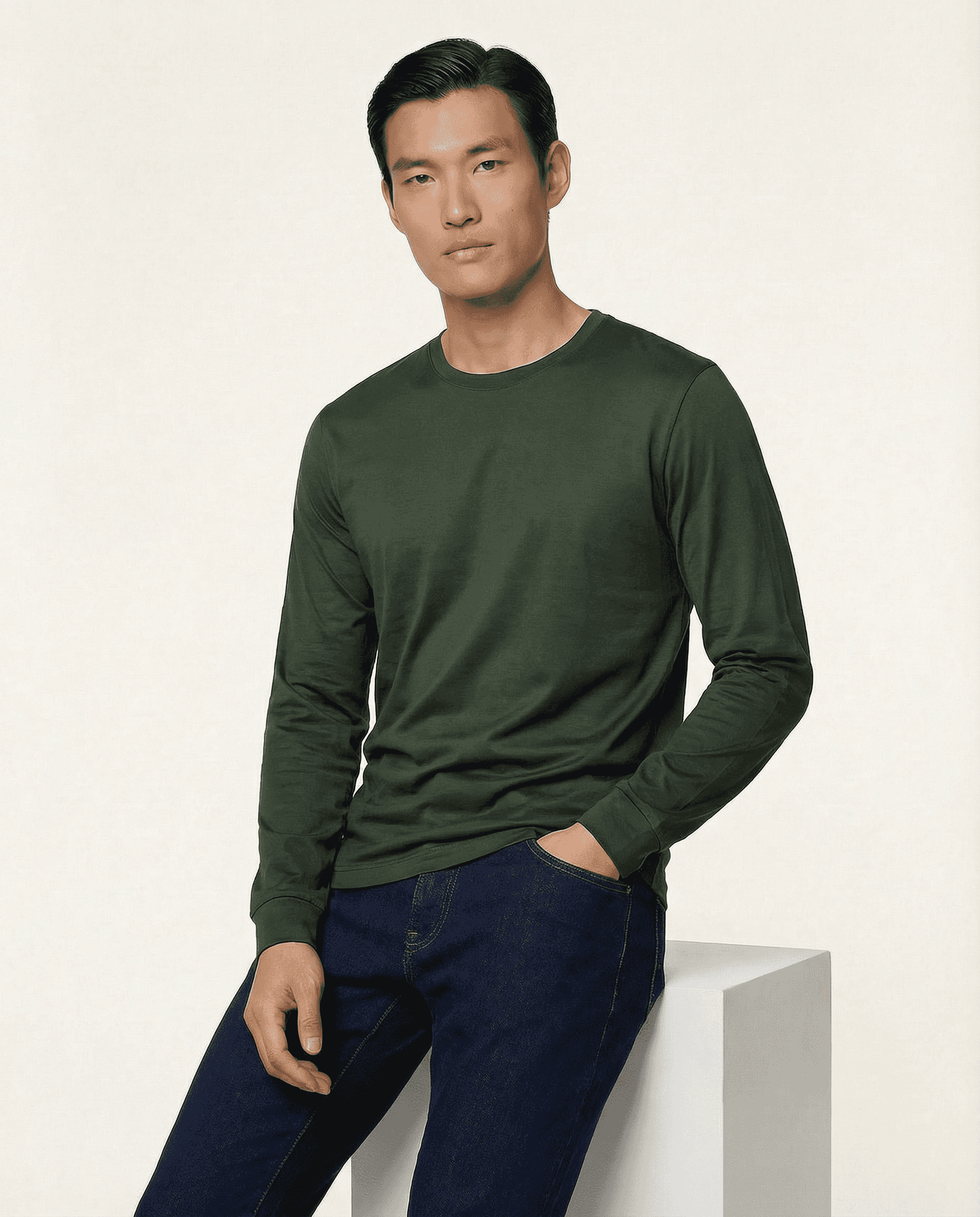 PUGLIA Sweater – 100% Scottish Cotton – Edera Green