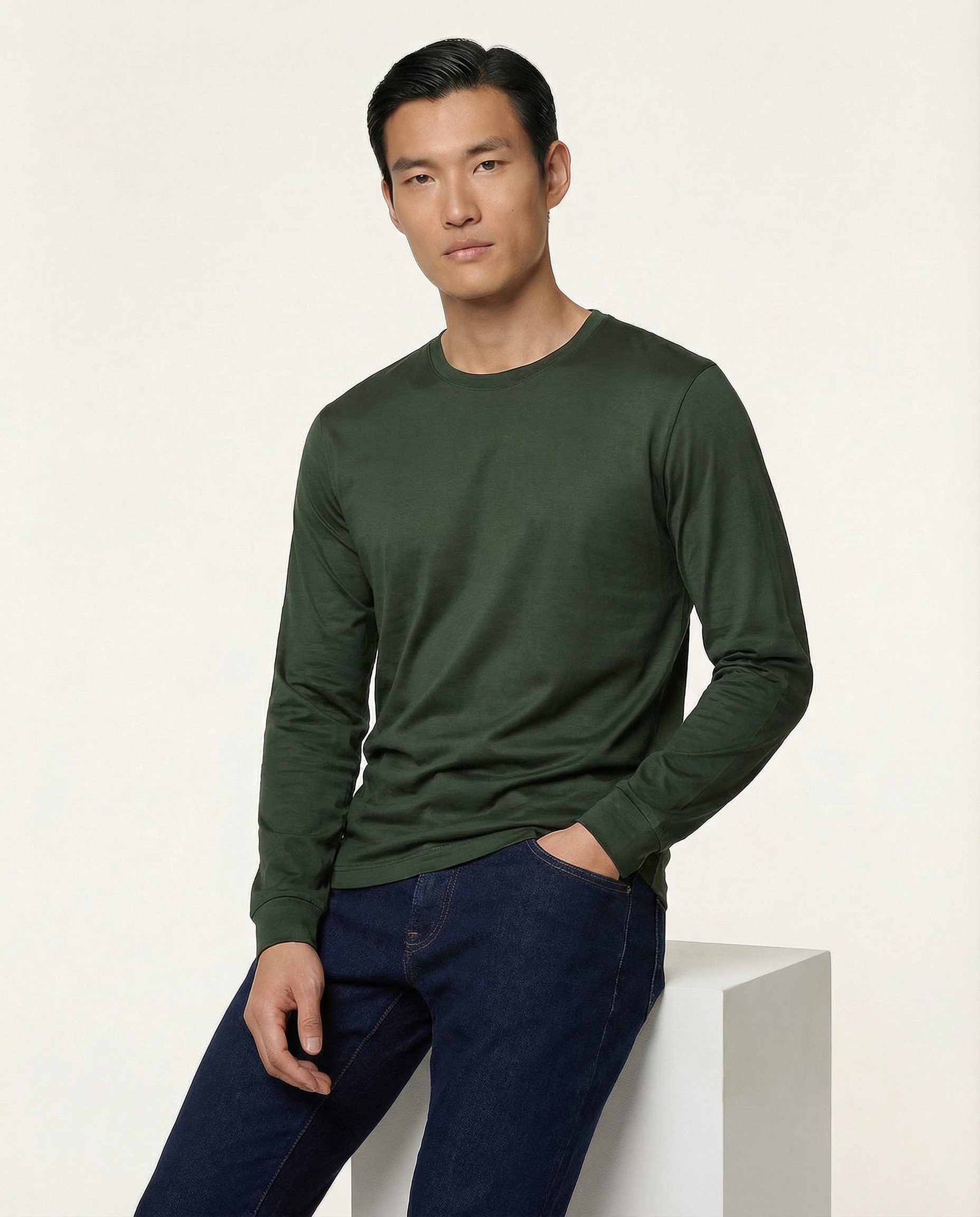 PUGLIA Sweater – 100% Scottish Cotton – Edera Green