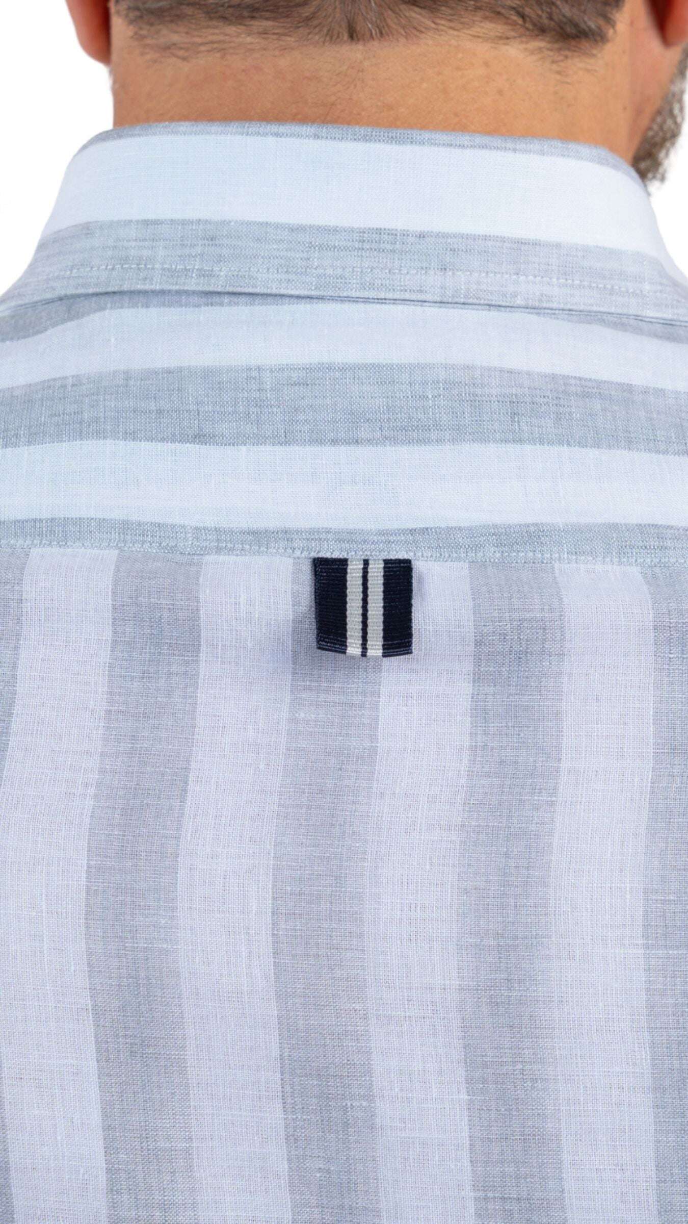 Fefe Grey/White Linen Ry Shirt - Gabriel Collezione