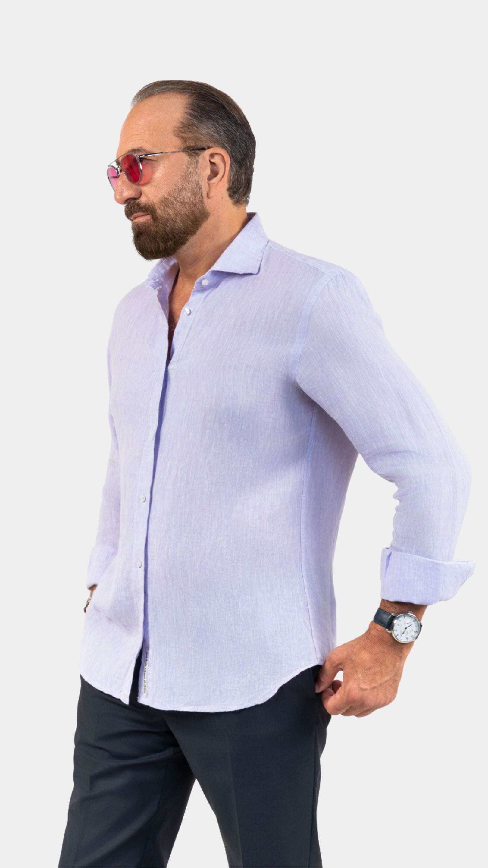 Fefe Violet Linen Shirt - Gabriel Collezione