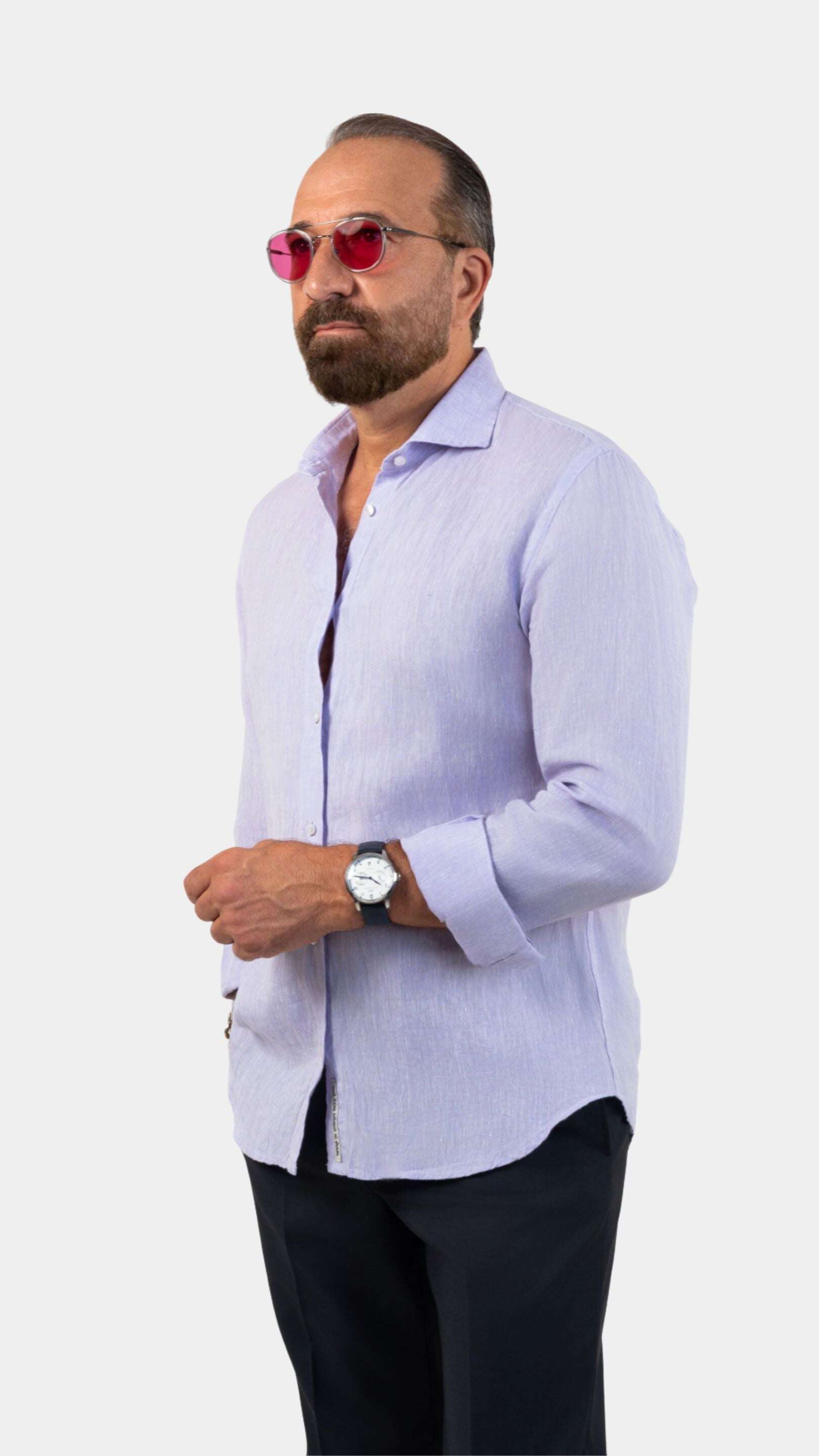 Fefe Violet Linen Shirt - Gabriel Collezione