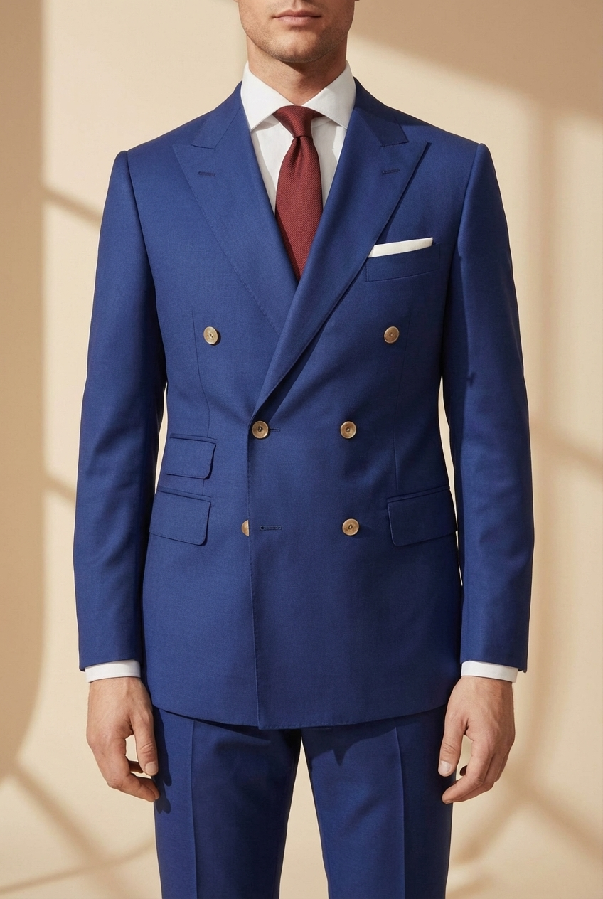 Genova Tailored Double-Breasted Blazer – Royal Blue - Gabriel Collezione