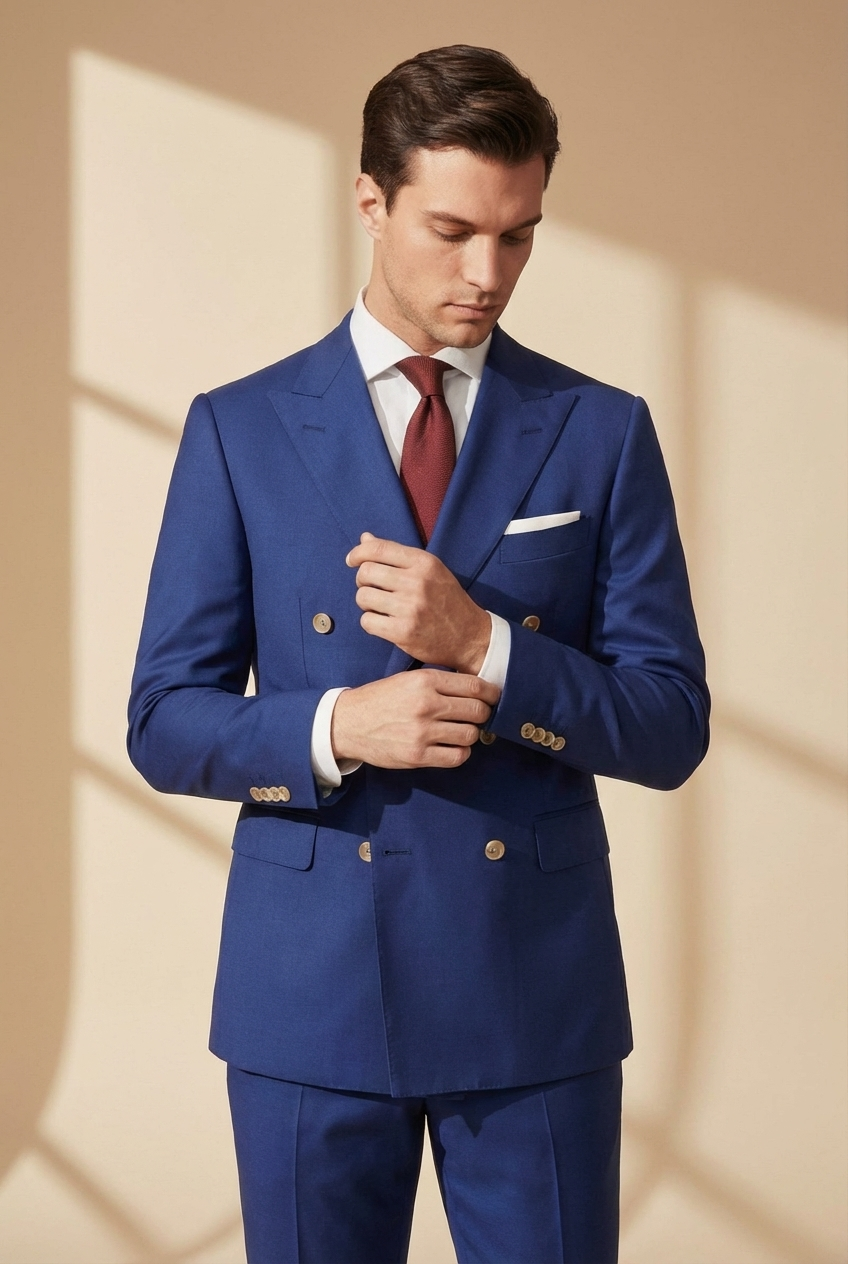 Genova Tailored Double-Breasted Blazer – Royal Blue - Gabriel Collezione