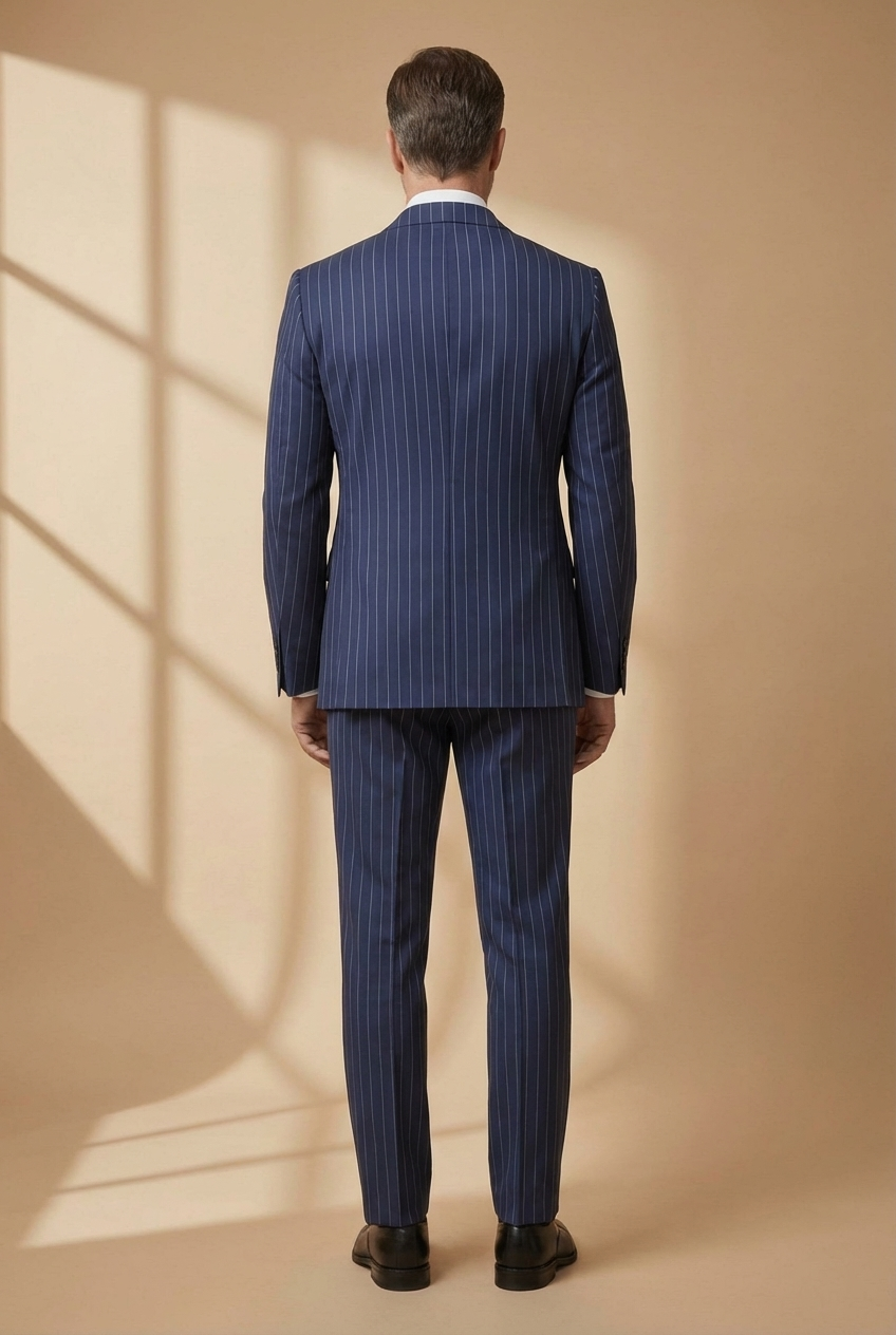 TORINO Navy Pinstripe Double-Breasted Suit - Gabriel Collezione