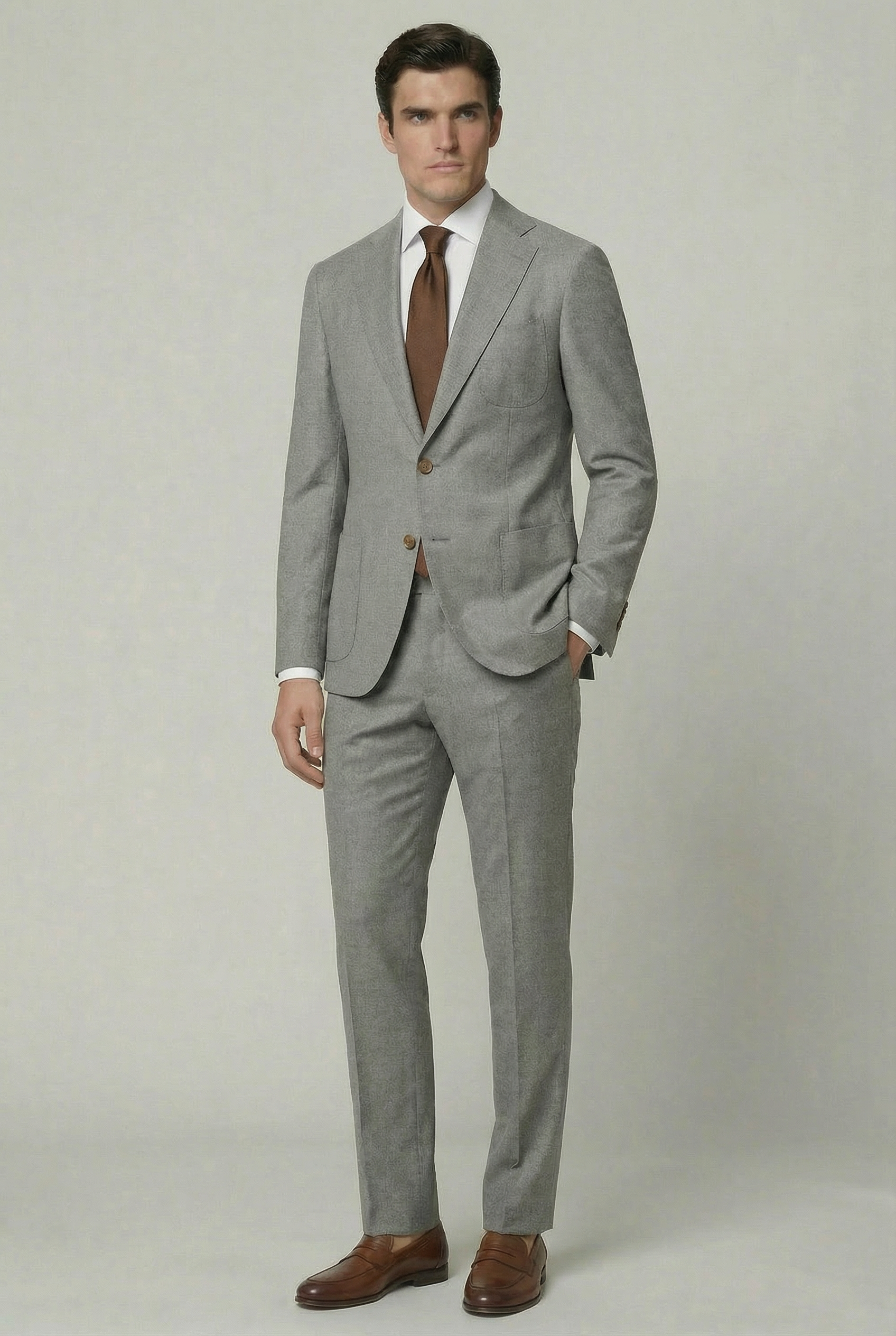 AREZZO Suit – Light Grey – Zignone Fabric – 96% Wool, 4% Cashmere