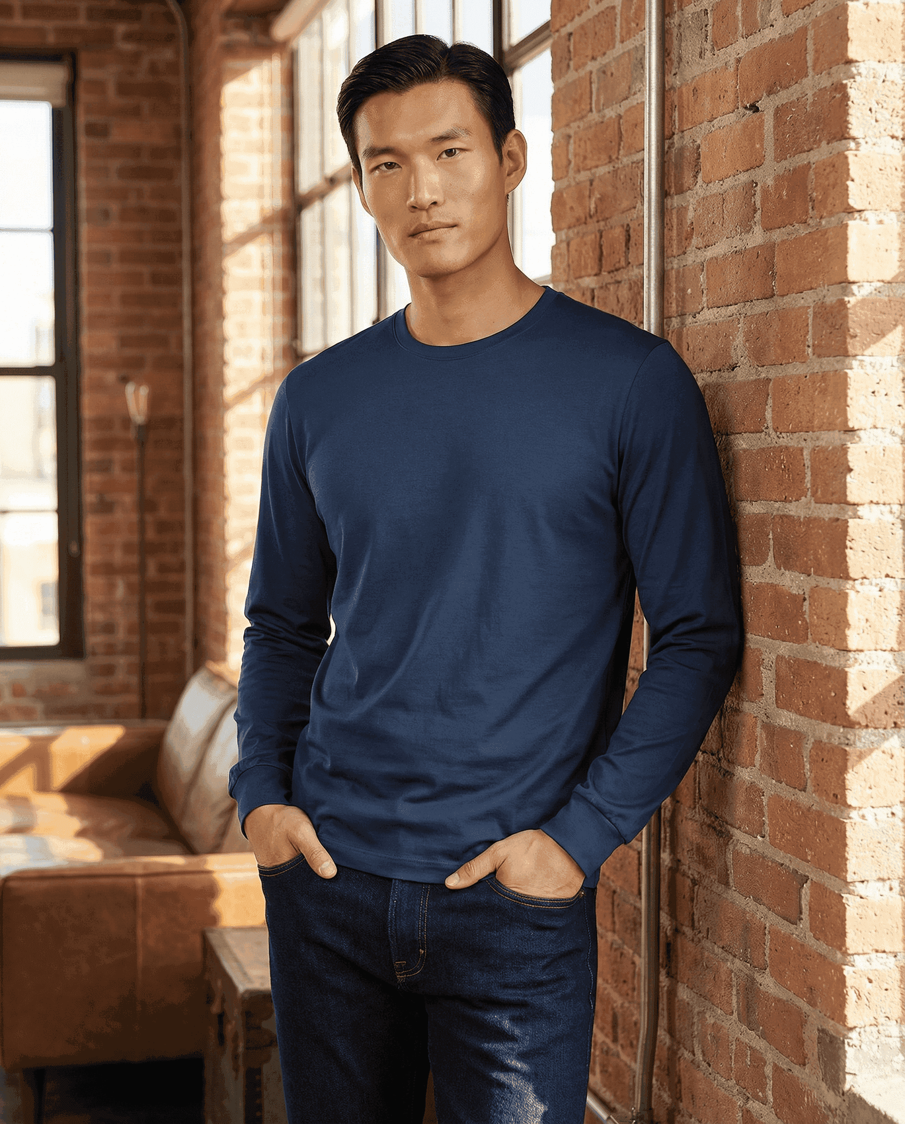 PUGLIA Sweater – 100% Scottish Cotton – Batik Blue