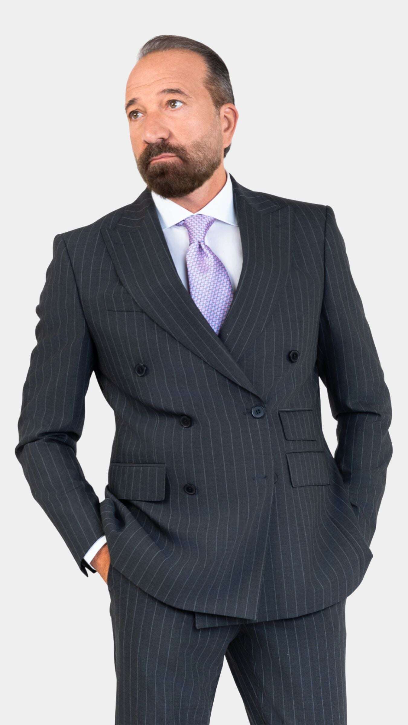 Torino Grey Striped Suit - Gabriel Collezione