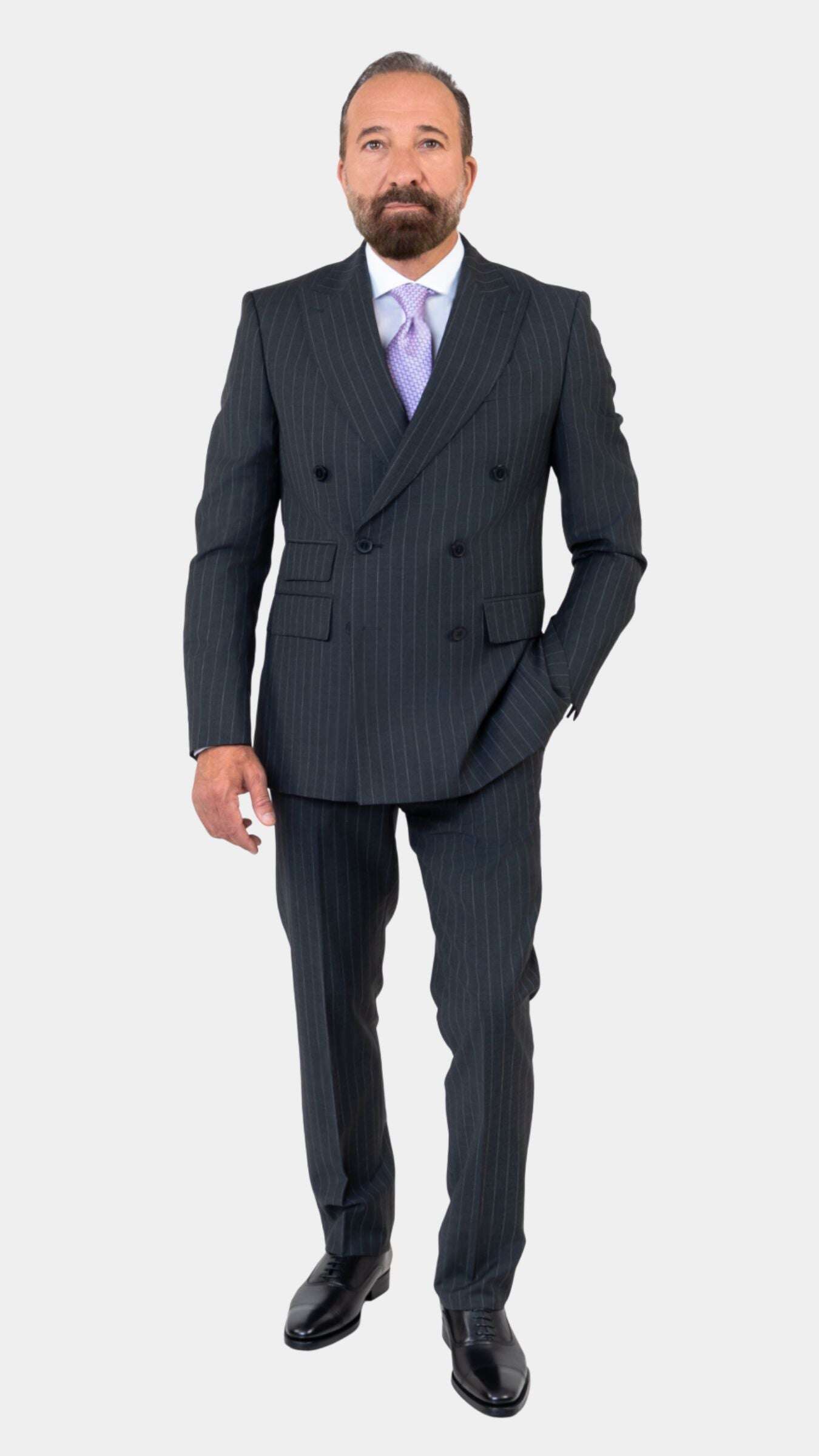 Torino Grey Striped Suit - Gabriel Collezione