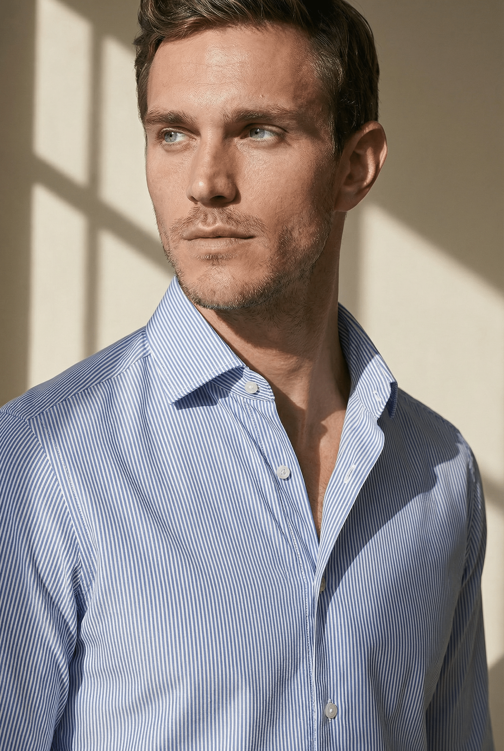 TOLENTINO – Sky Blue Striped Italian Shirt