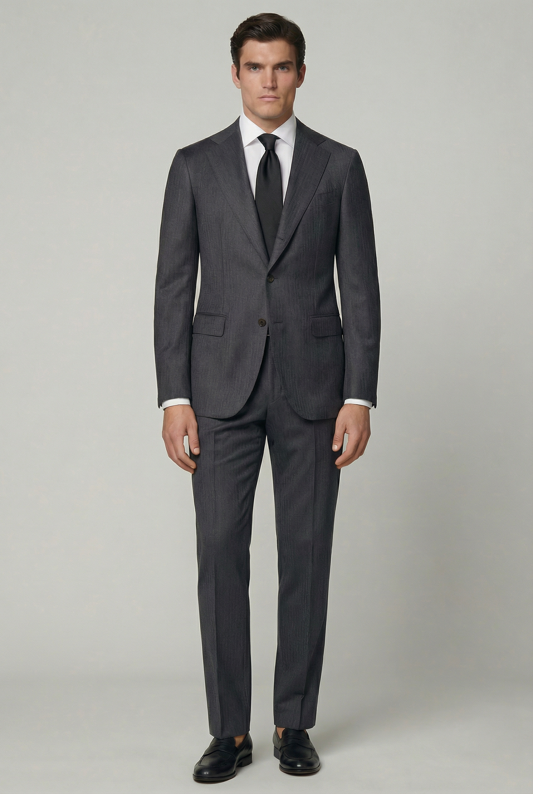 AREZZO Suit – Vitale Barberis Canonico – Grey Chevron – 100% Virgin Wool