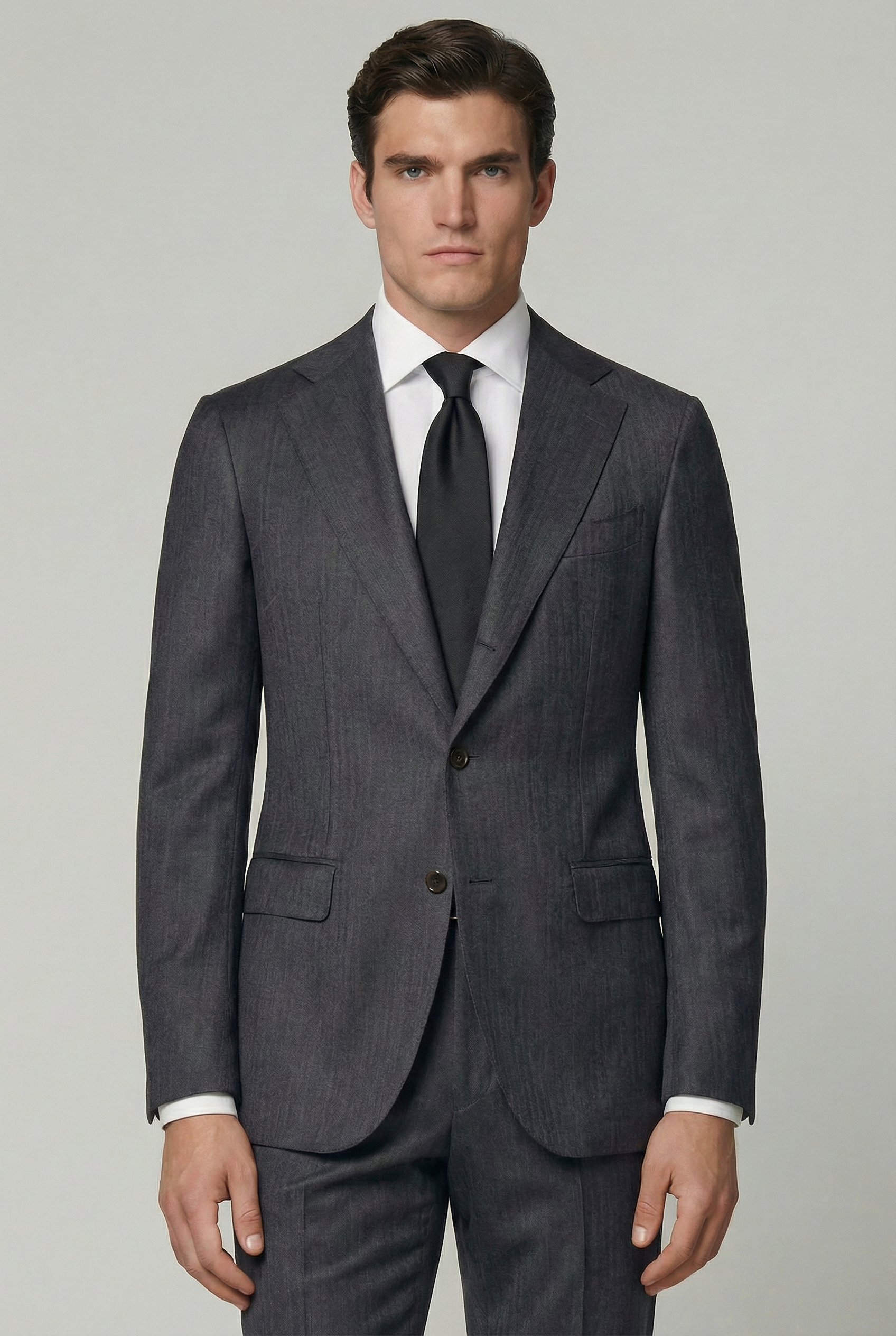 AREZZO Suit – Vitale Barberis Canonico – Grey Chevron – 100% Virgin Wool