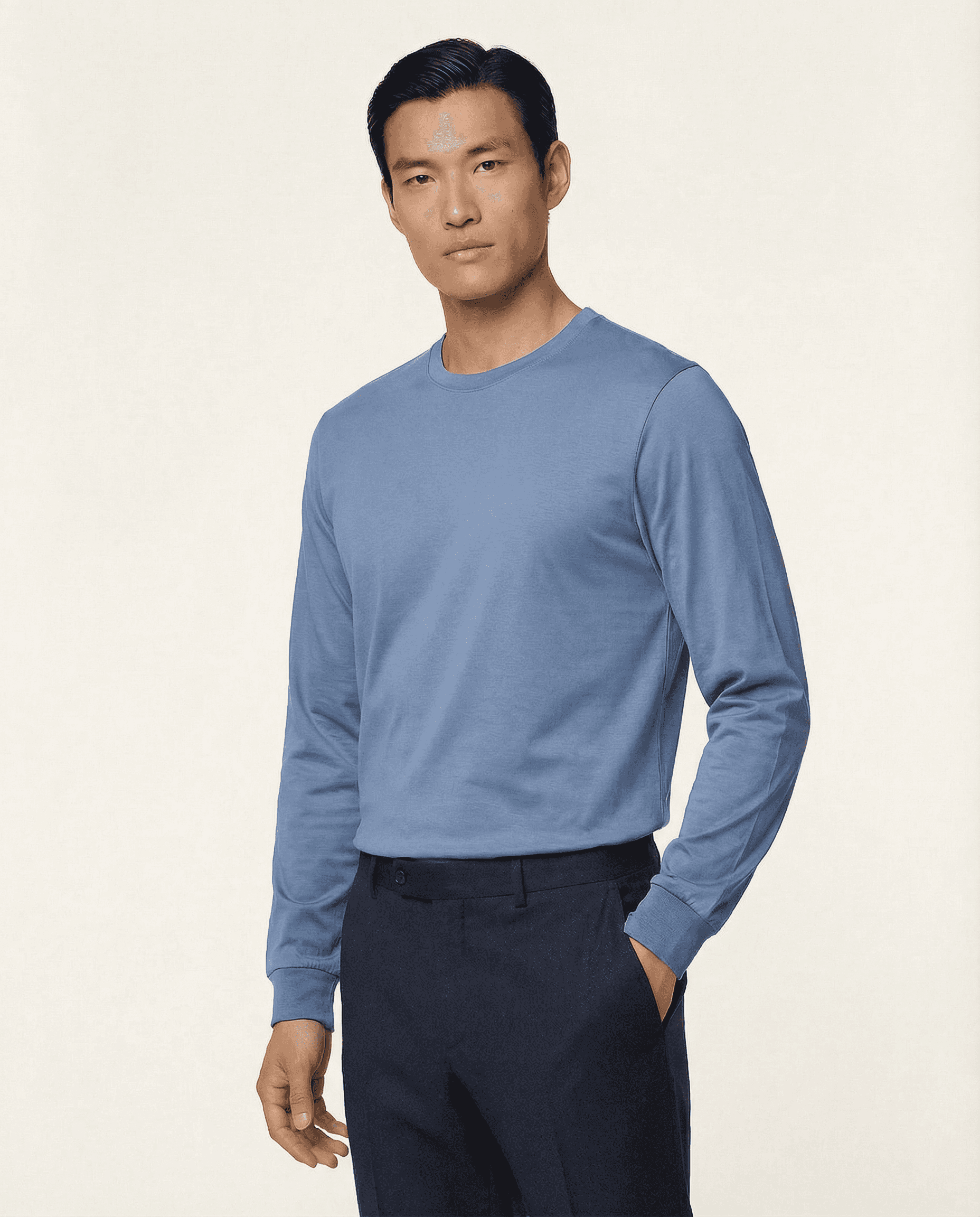 PUGLIA Sweater – 100% Scottish Cotton – Cielo Blue