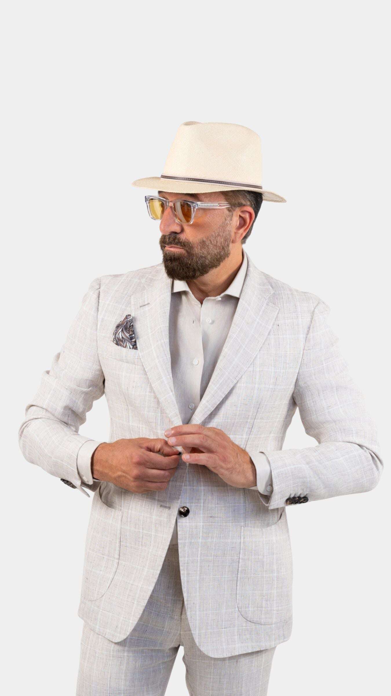 Biella Beige Prince of Wales Suit - Gabriel Collezione