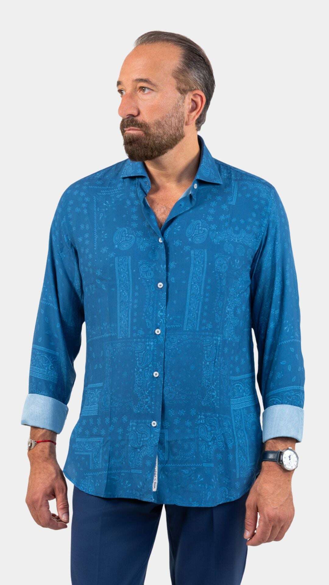 Blue Fower Shirt - Gabriel Collezione