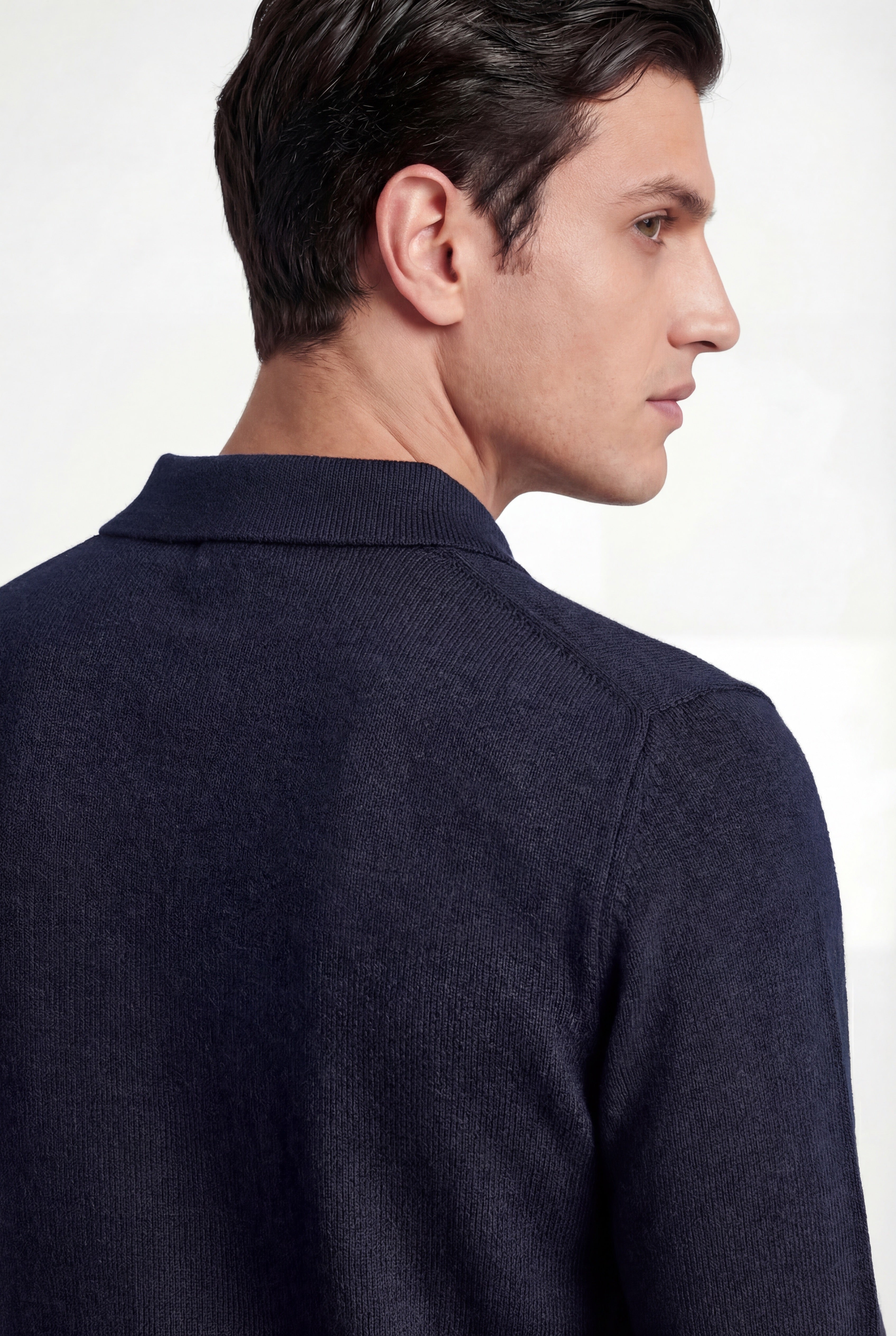 Merino Knit Polo – Navy – 100% Superfine Virgin Wool - Gabriel Collezione