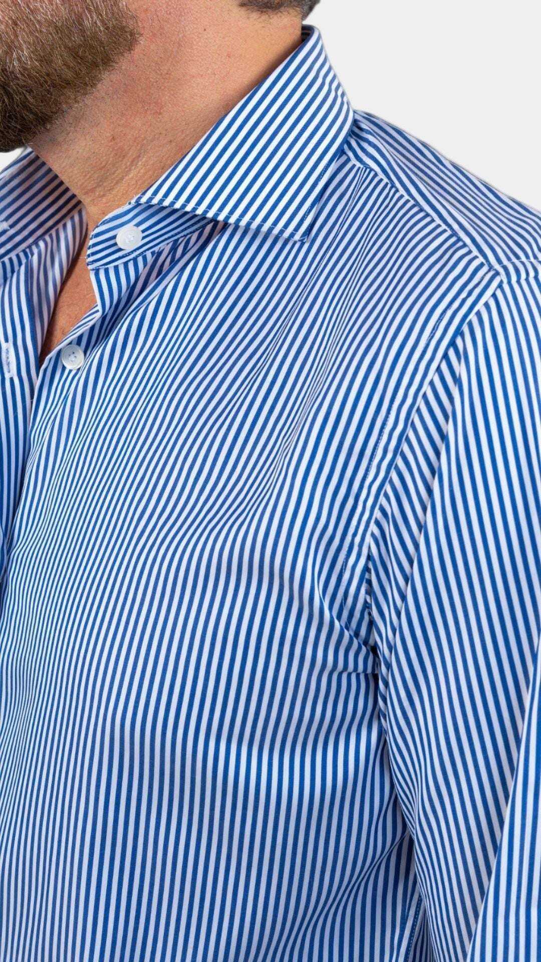 Cordone x Gabriel Navy Poplin Striped Shirt - Gabriel Collezione