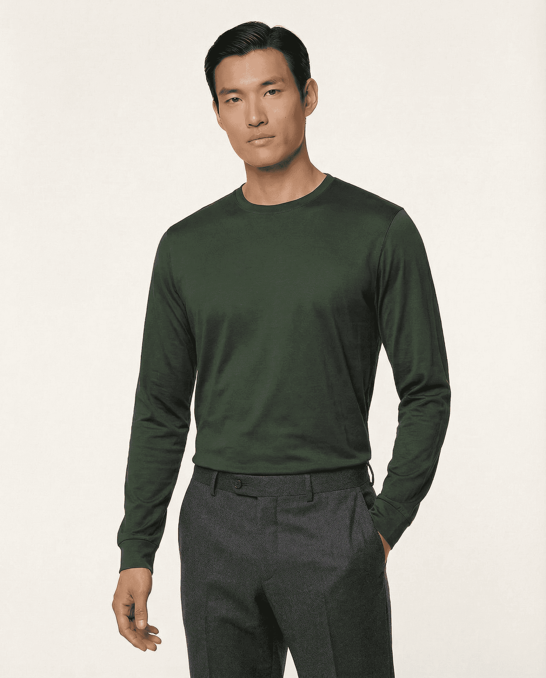 PUGLIA Sweater – 100% Scottish Cotton – Edera Green