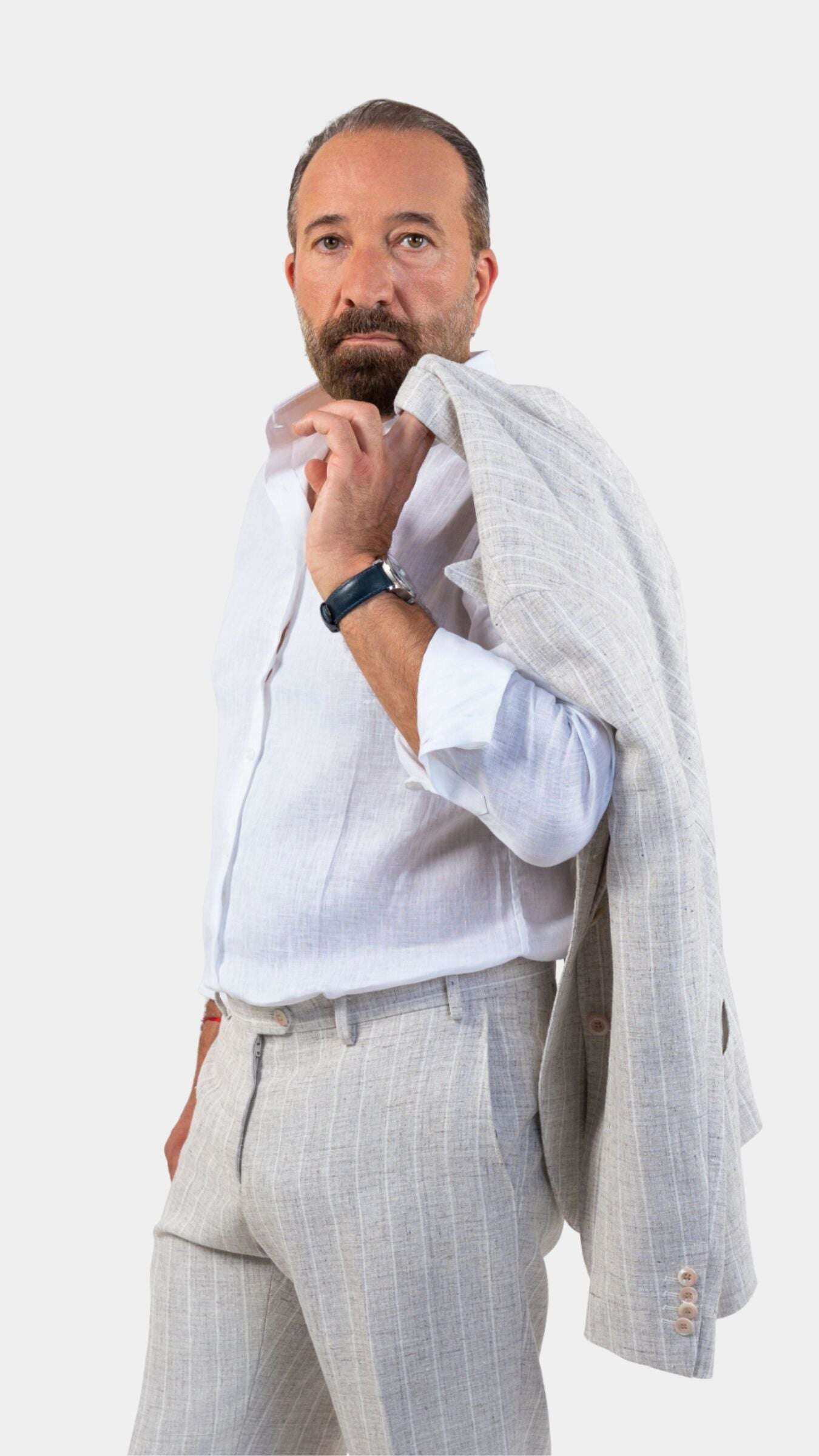 Firenze Beige Striped Suit - Gabriel Collezione