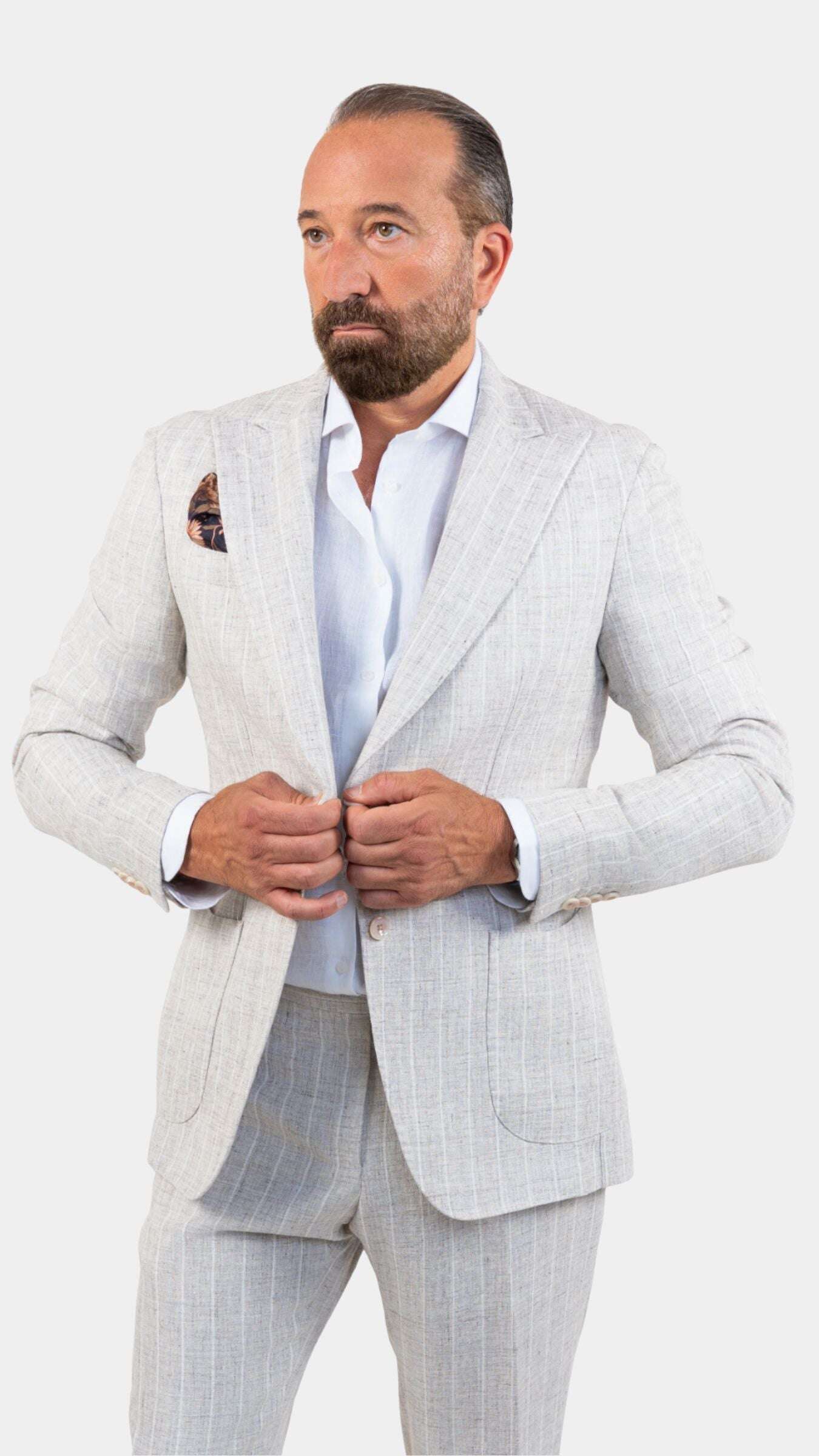 Firenze Beige Striped Suit - Gabriel Collezione