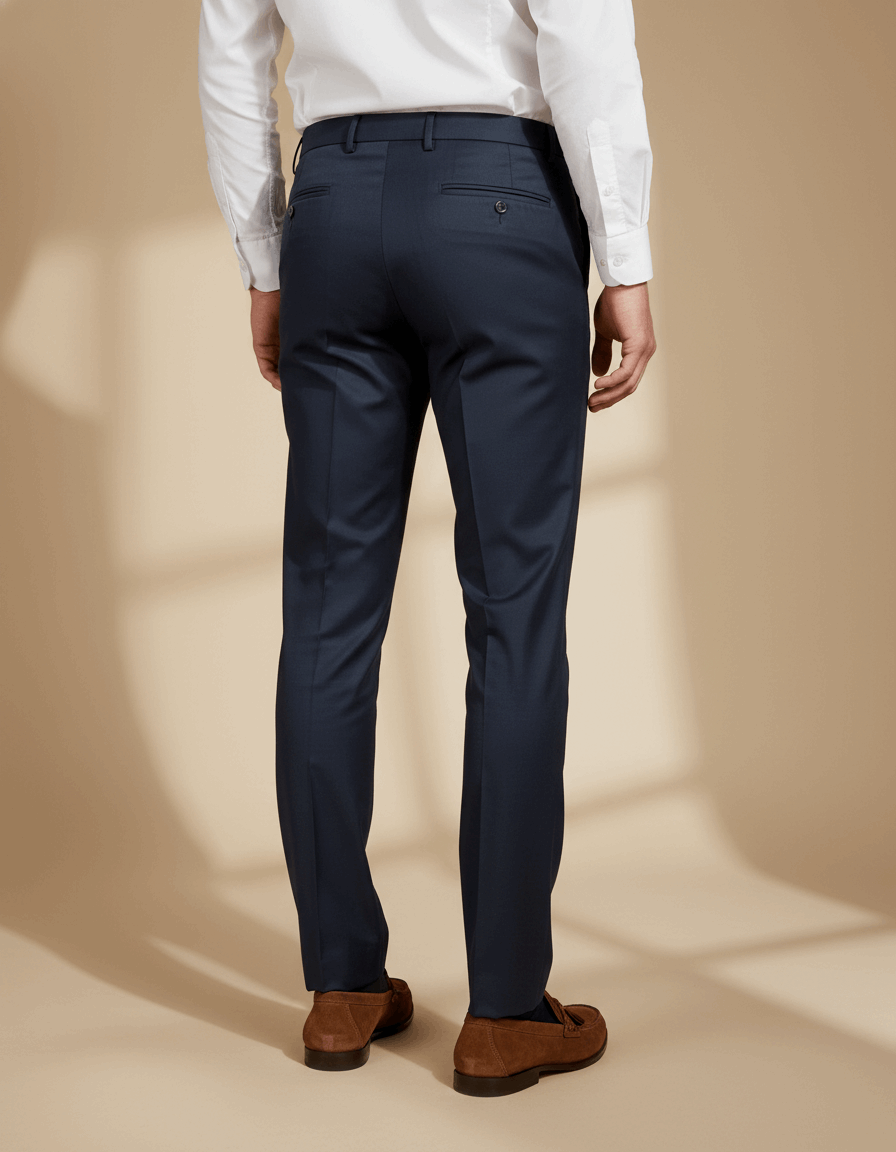 Navy Tailored Wool Trousers - Gabriel Collezione