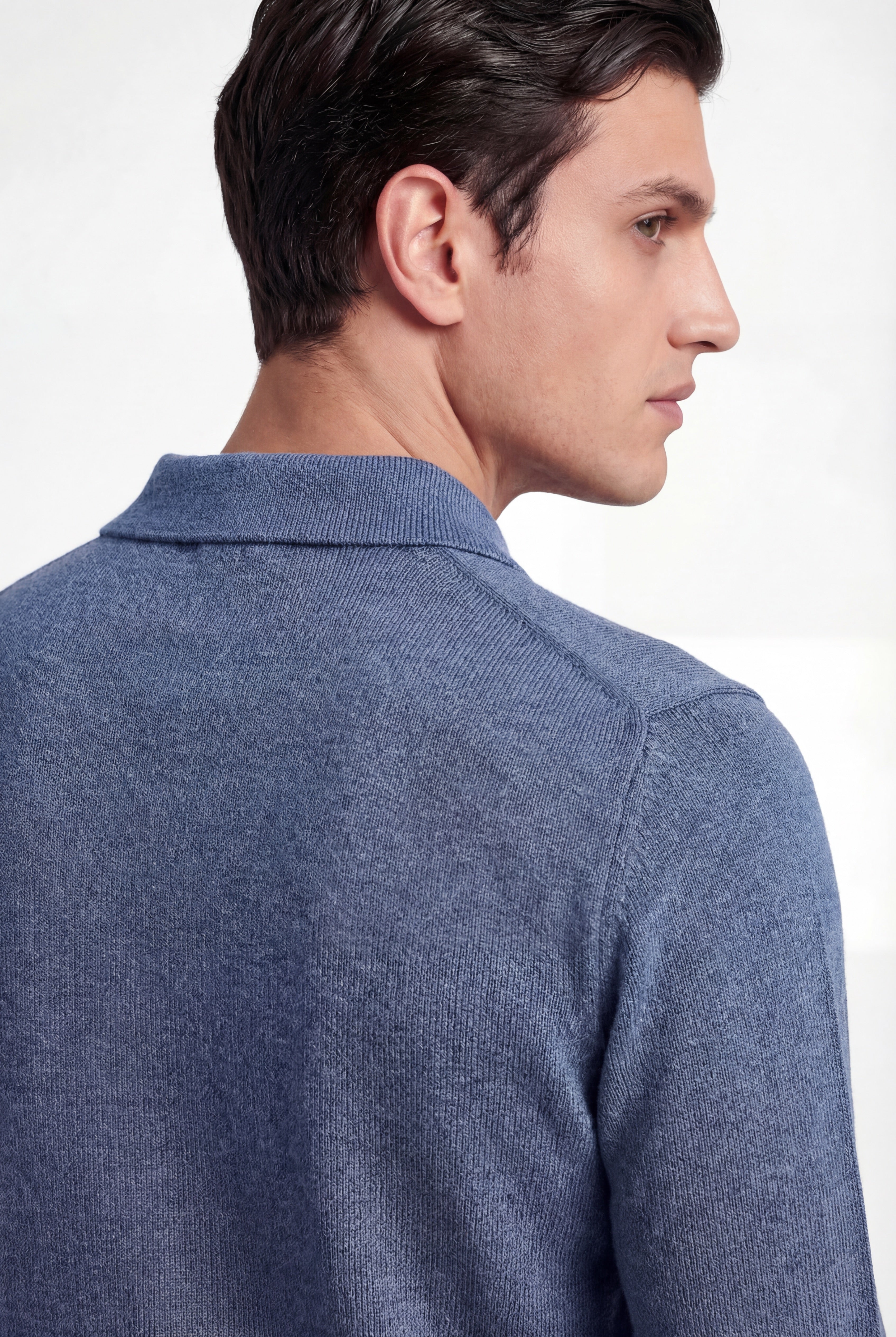 Merino Knit Polo – Dusty Blue – 100% Superfine Virgin Wool - Gabriel Collezione