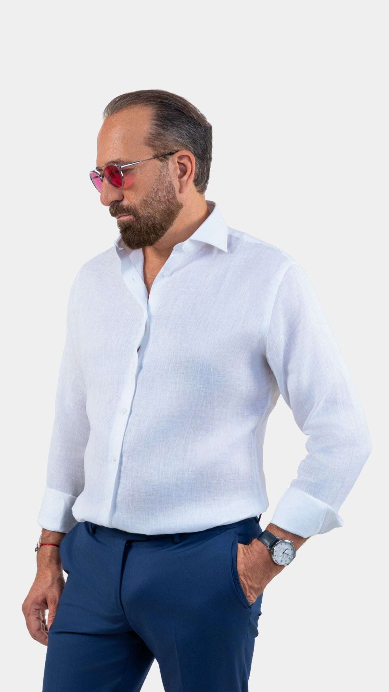 Napoli White Linen Shirt - Gabriel Collezione