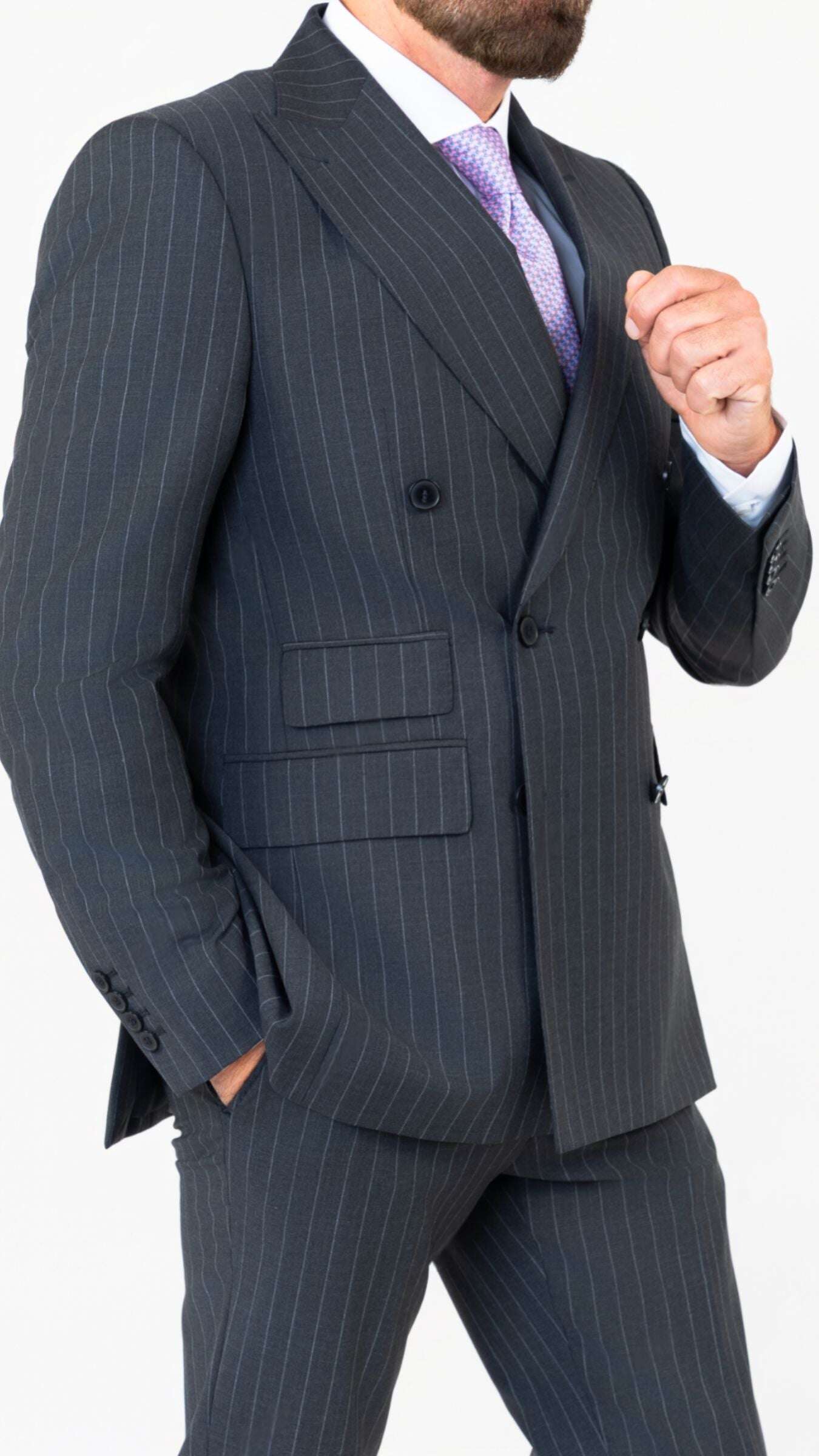 Torino Grey Striped Suit - Gabriel Collezione