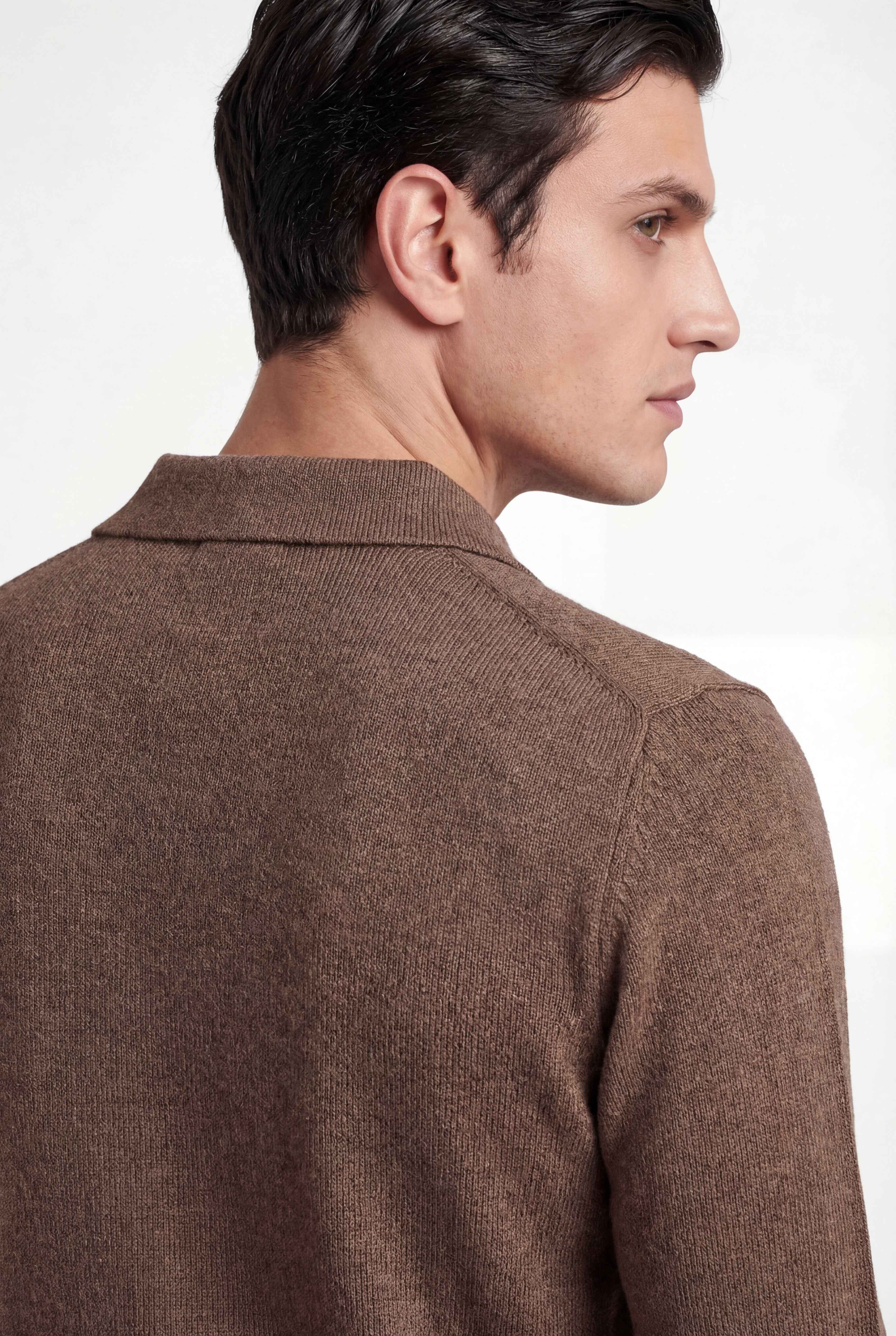 Merino Knit Polo – 100% Superfine Virgin Wool – Brown